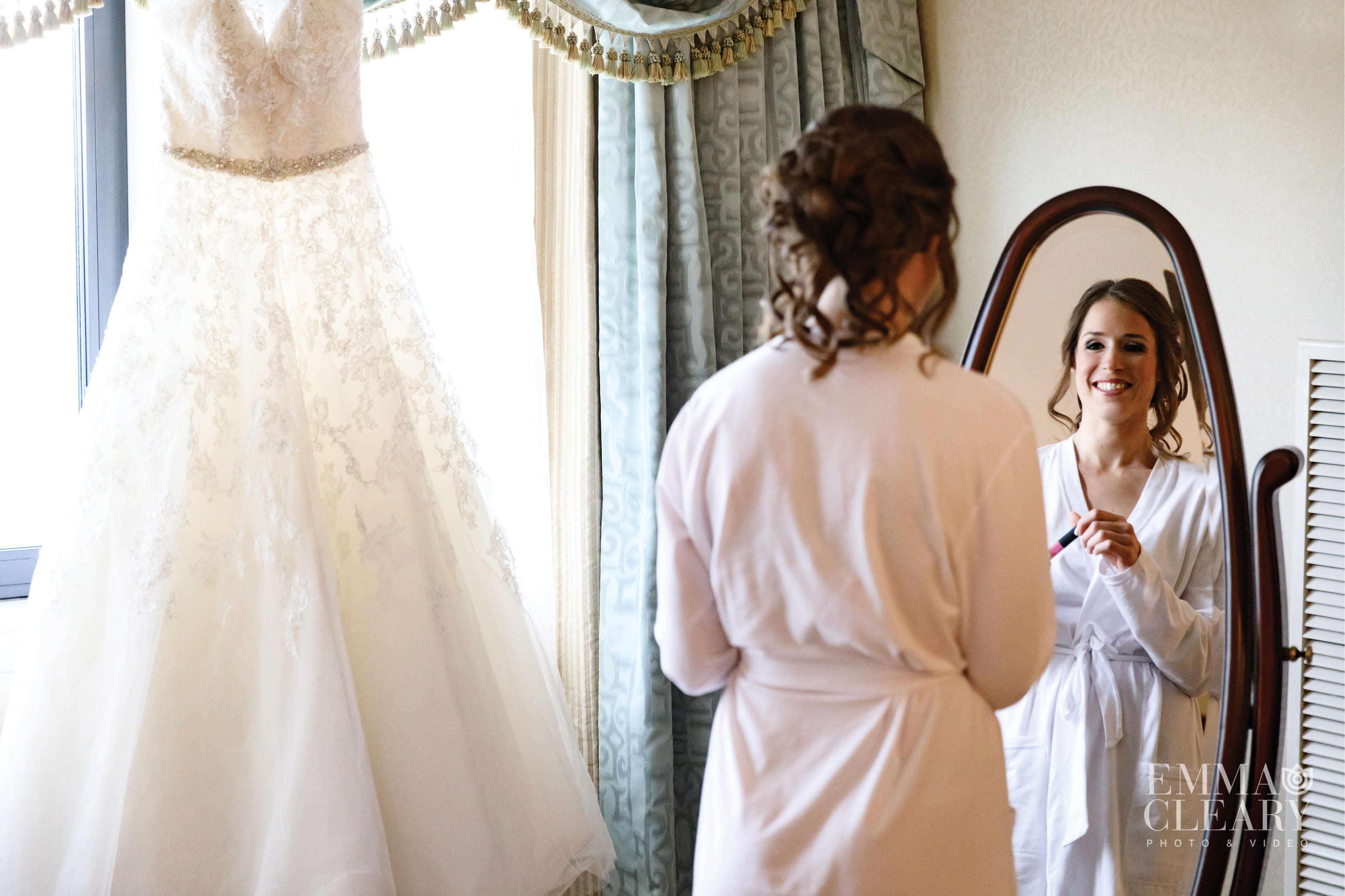 bride in mirror