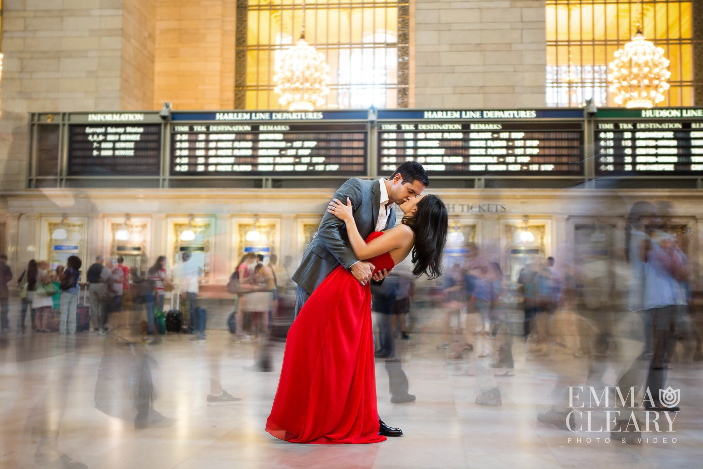 engagement photo in Grand Central Station, New York City