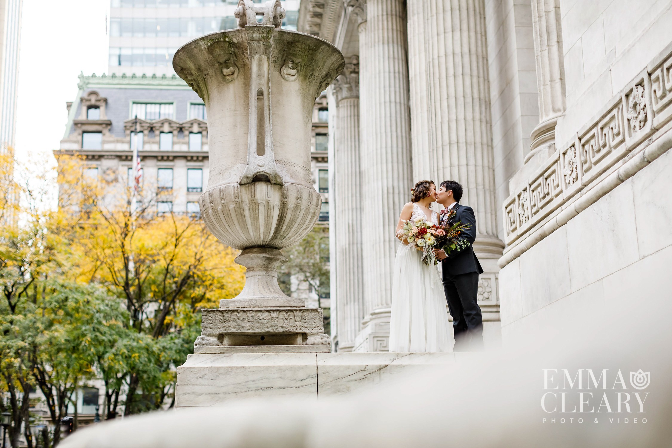 Wedding photo at New York Public Library