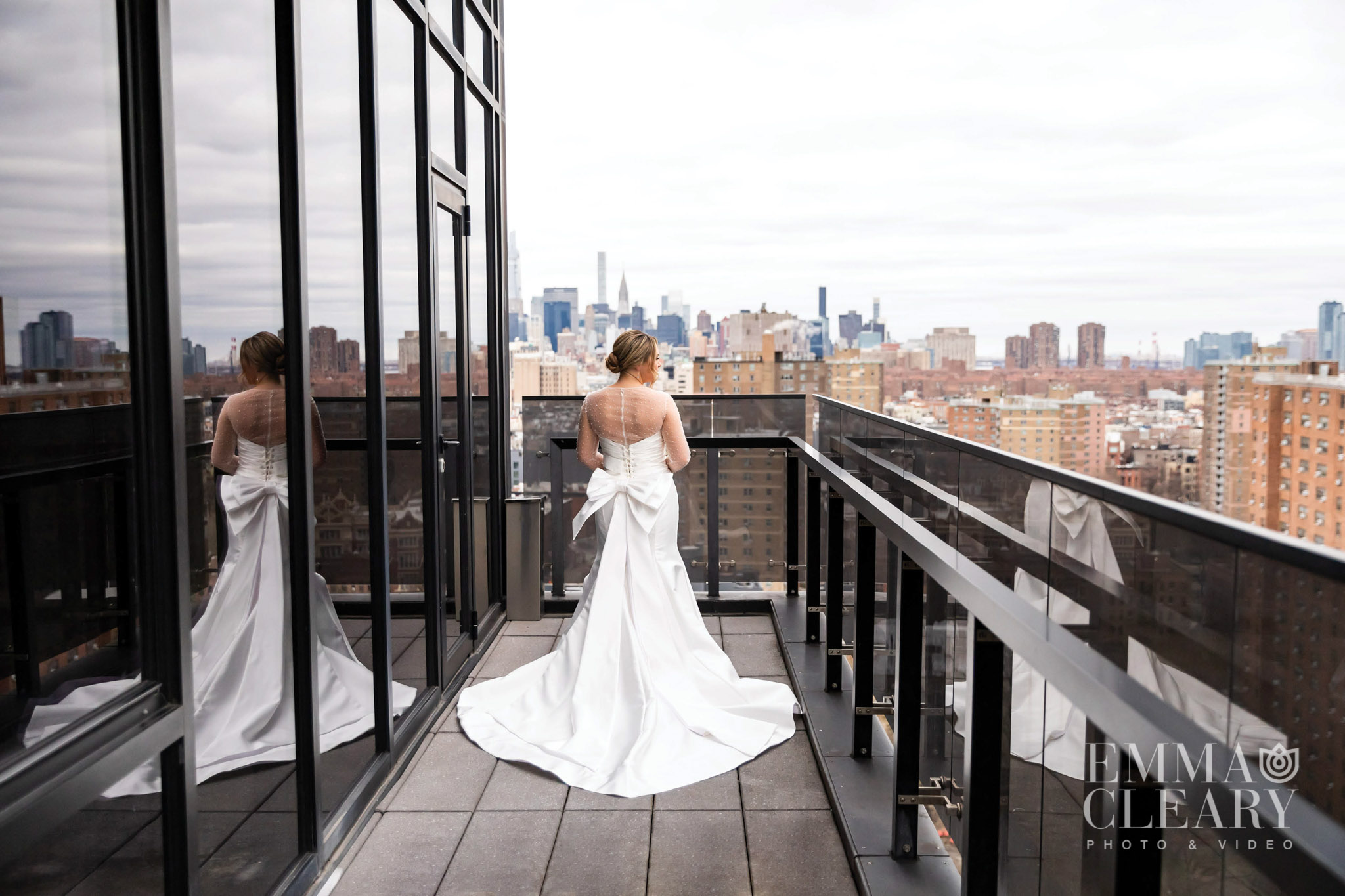 Bride on a balcony