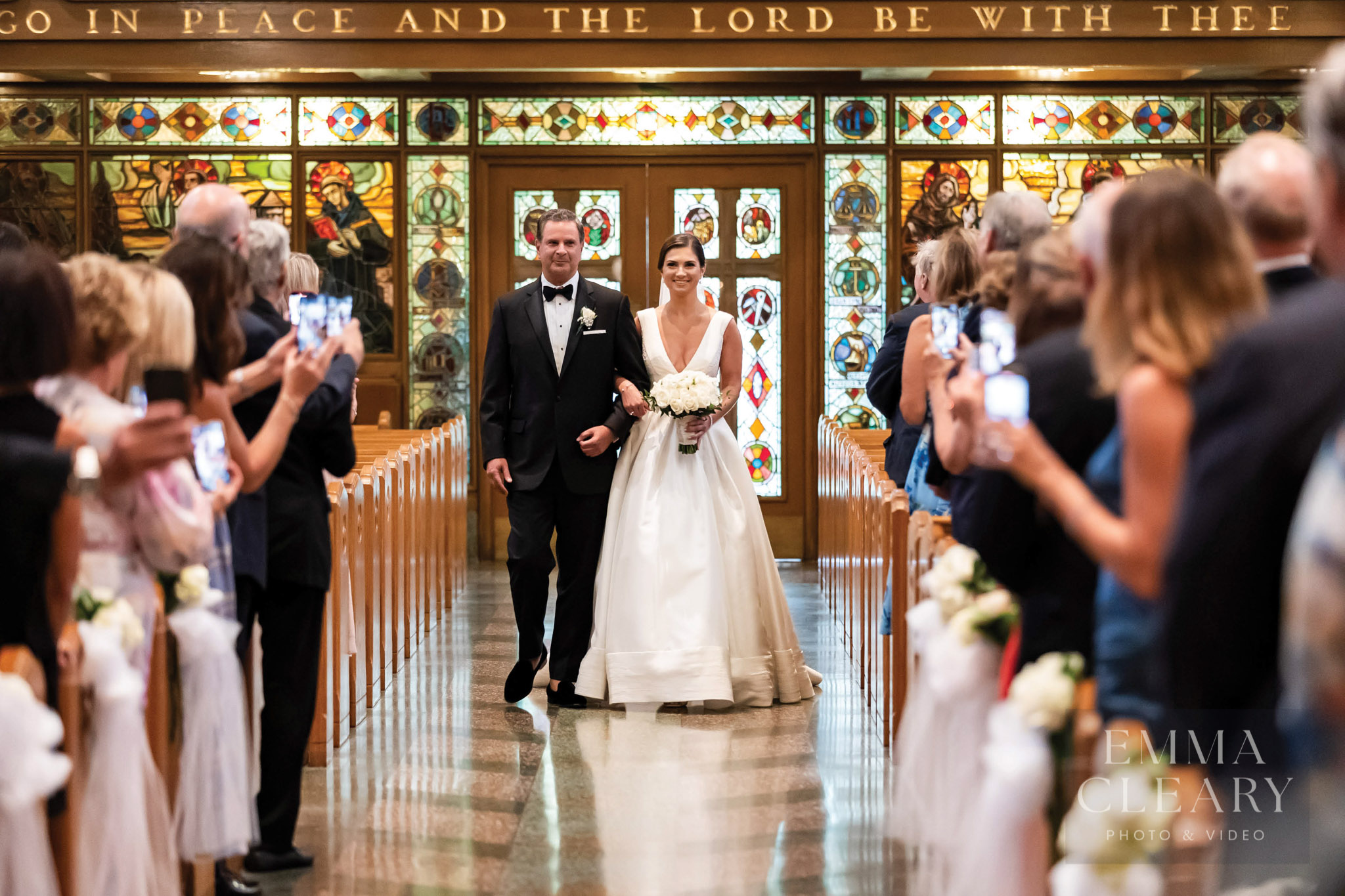 Father and the bride in the church