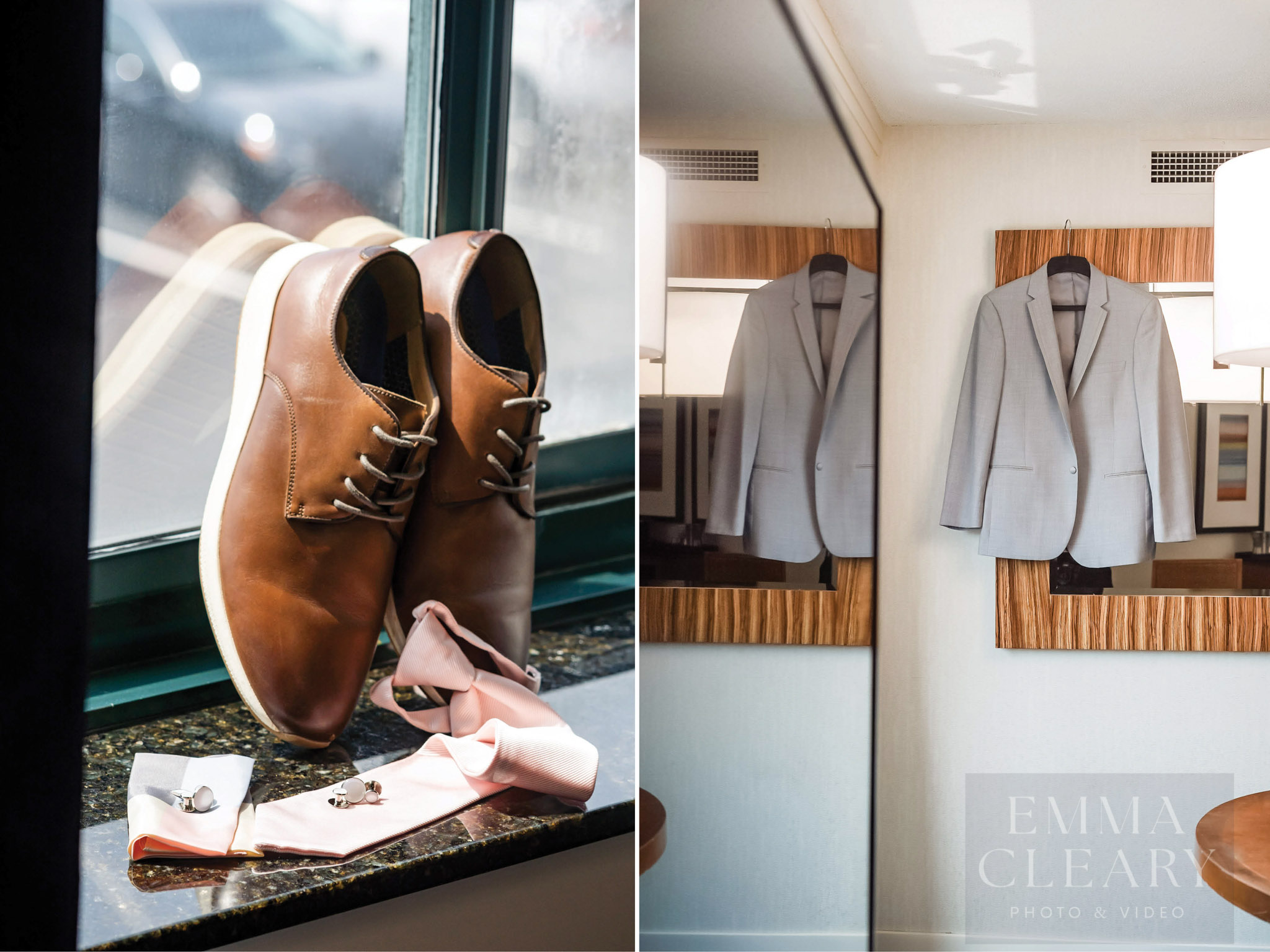 wedding shoes and suit