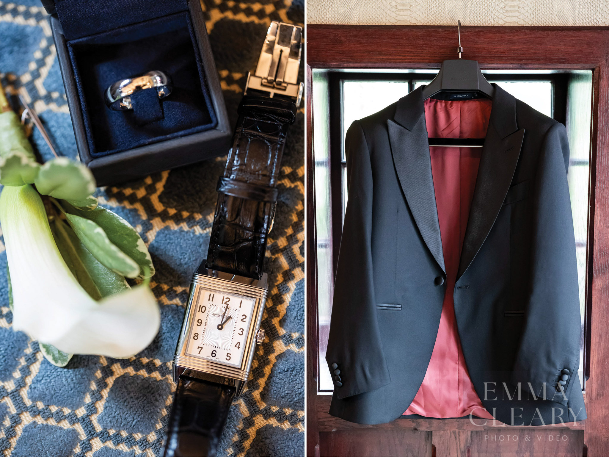 The groom's suit and watch