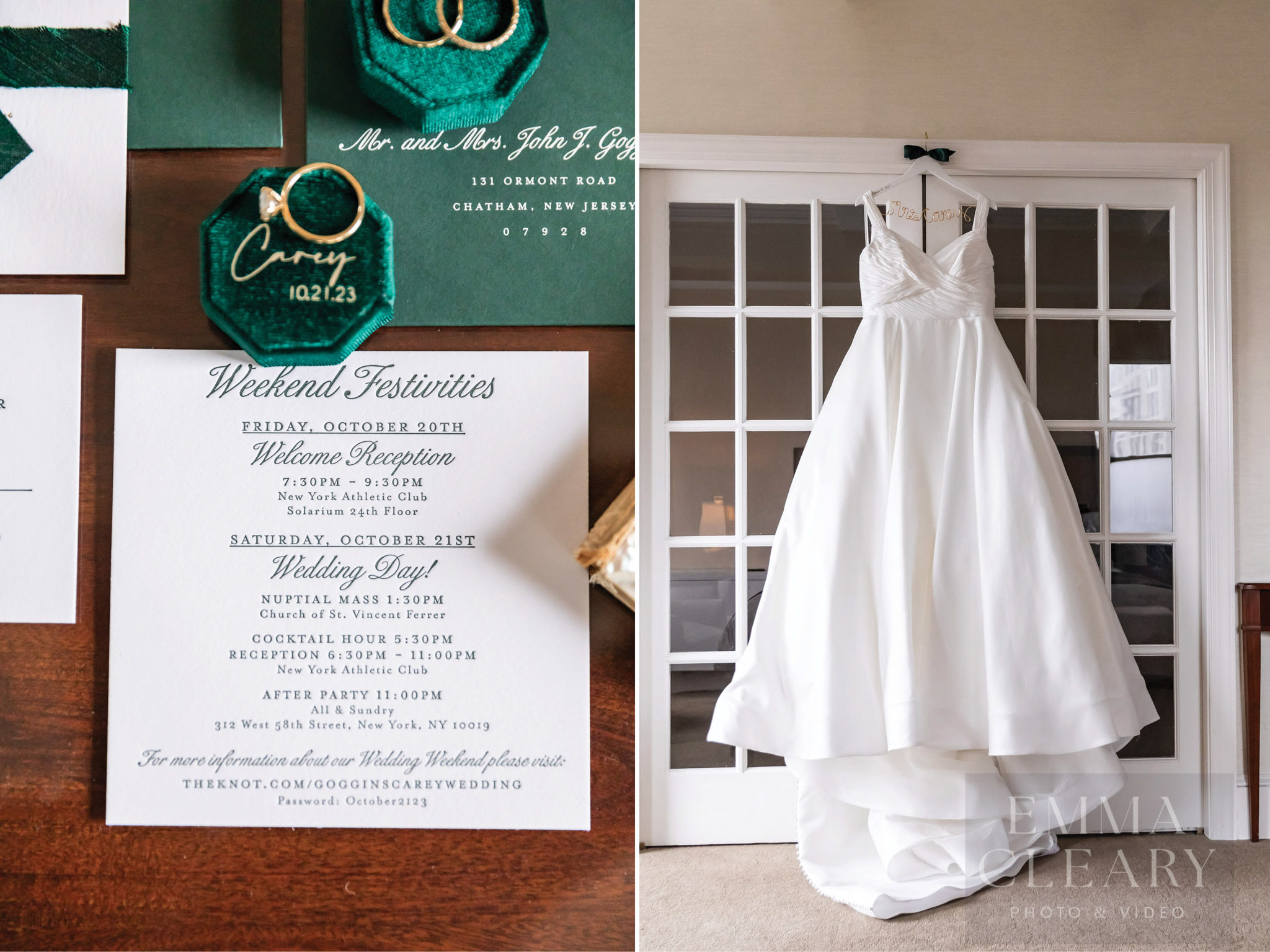 Wedding dress and invitation
