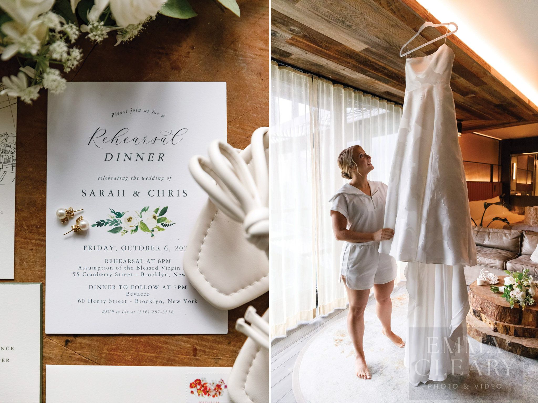 Invitation, bride and wedding dress