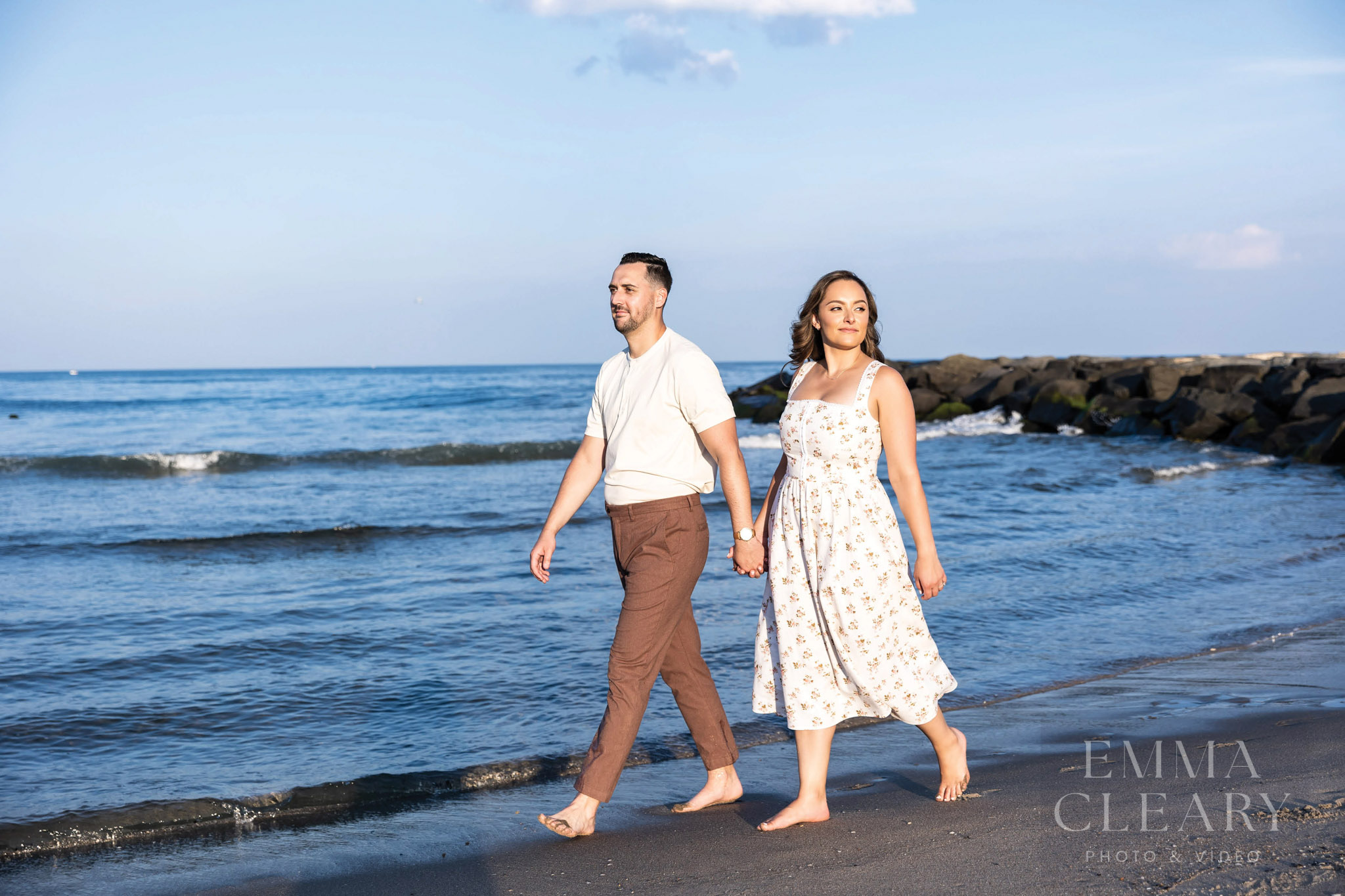 Couple's walk on the beach