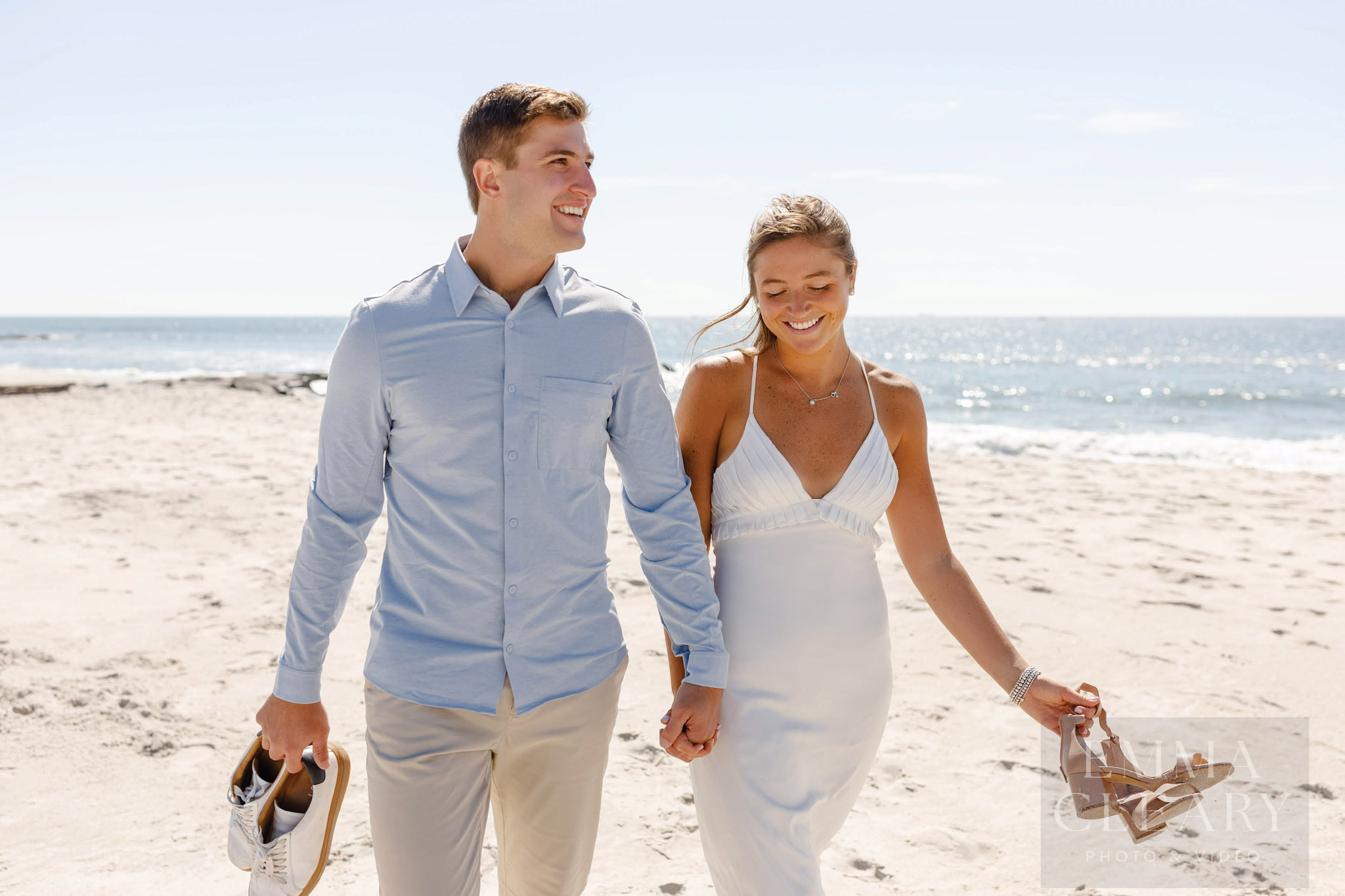 Couple's walk on the beach