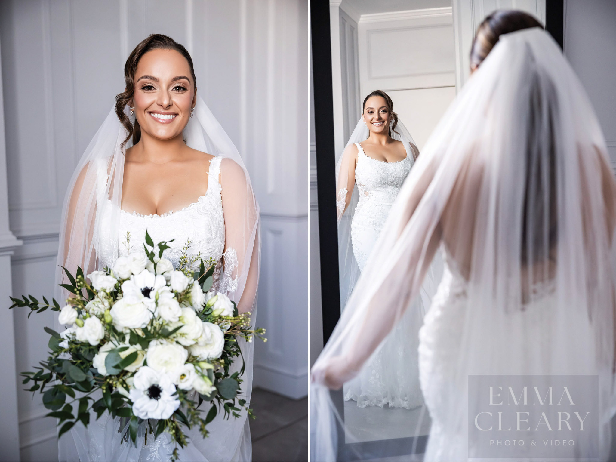 Bride near the mirror