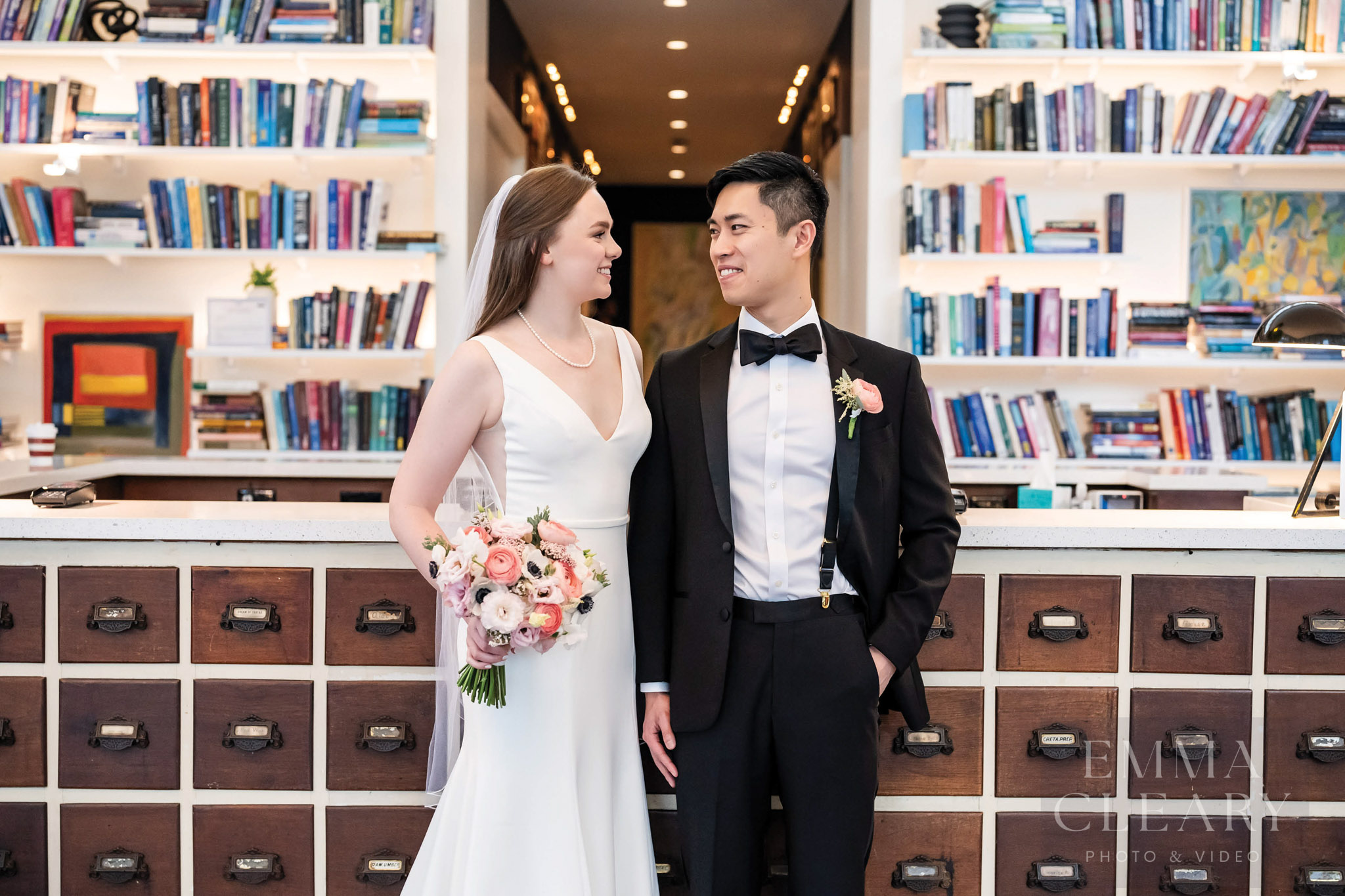 Wedding portrait of the bride and groom