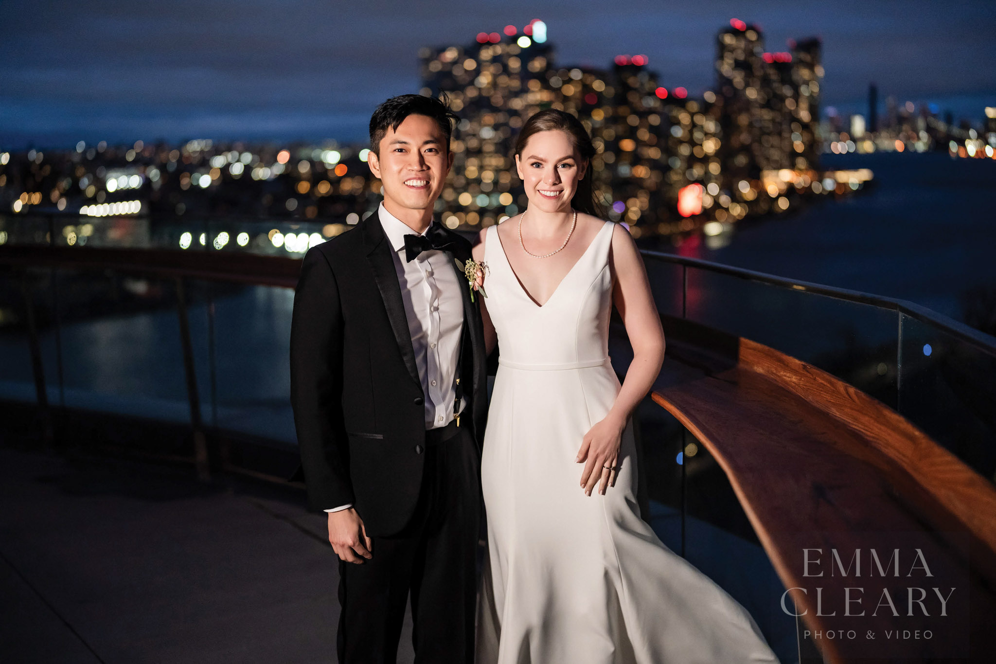 Portrait of a couple on the background of a night city
