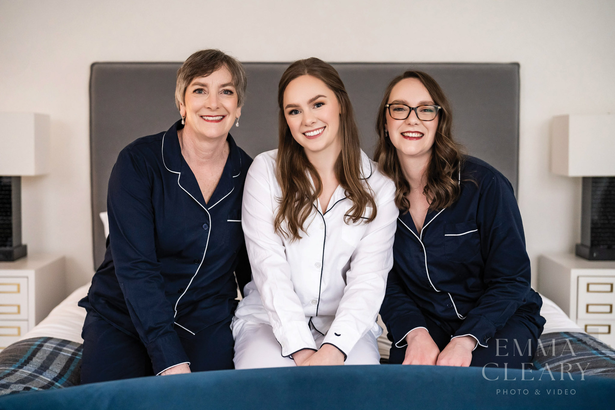 Bride and bridesmaid and mom