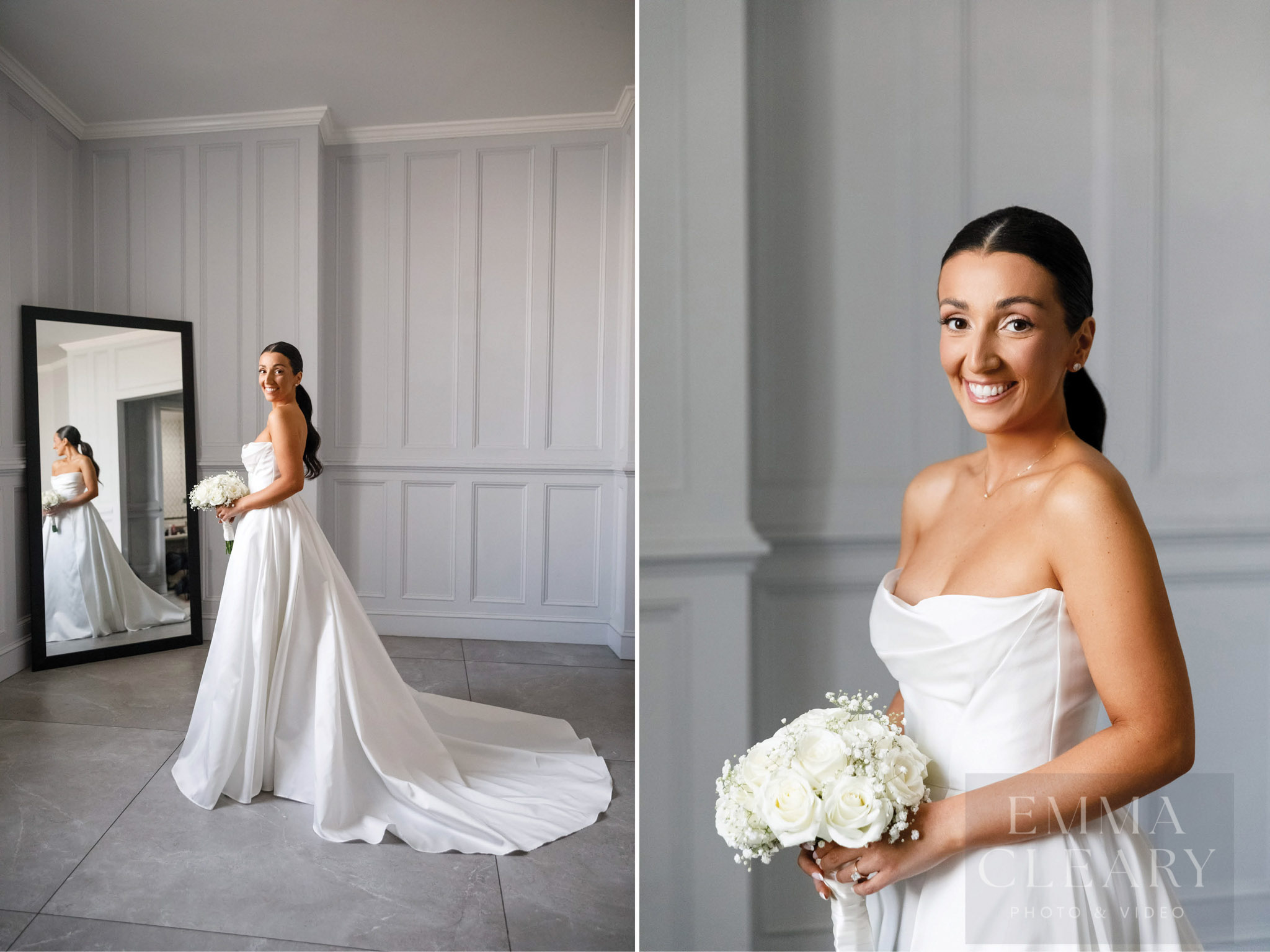 Bride near the mirror