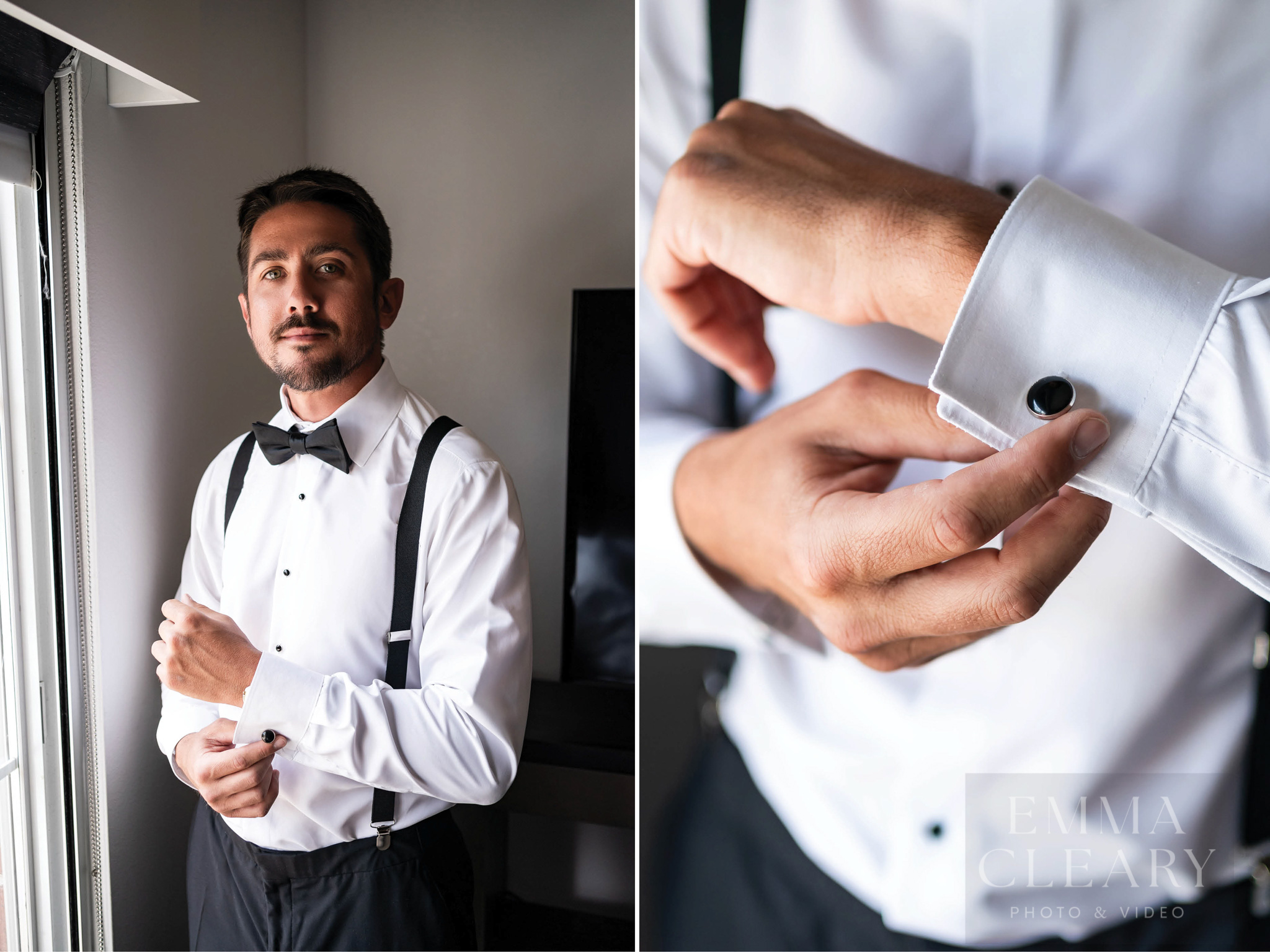 Photos of the groom and cufflinks