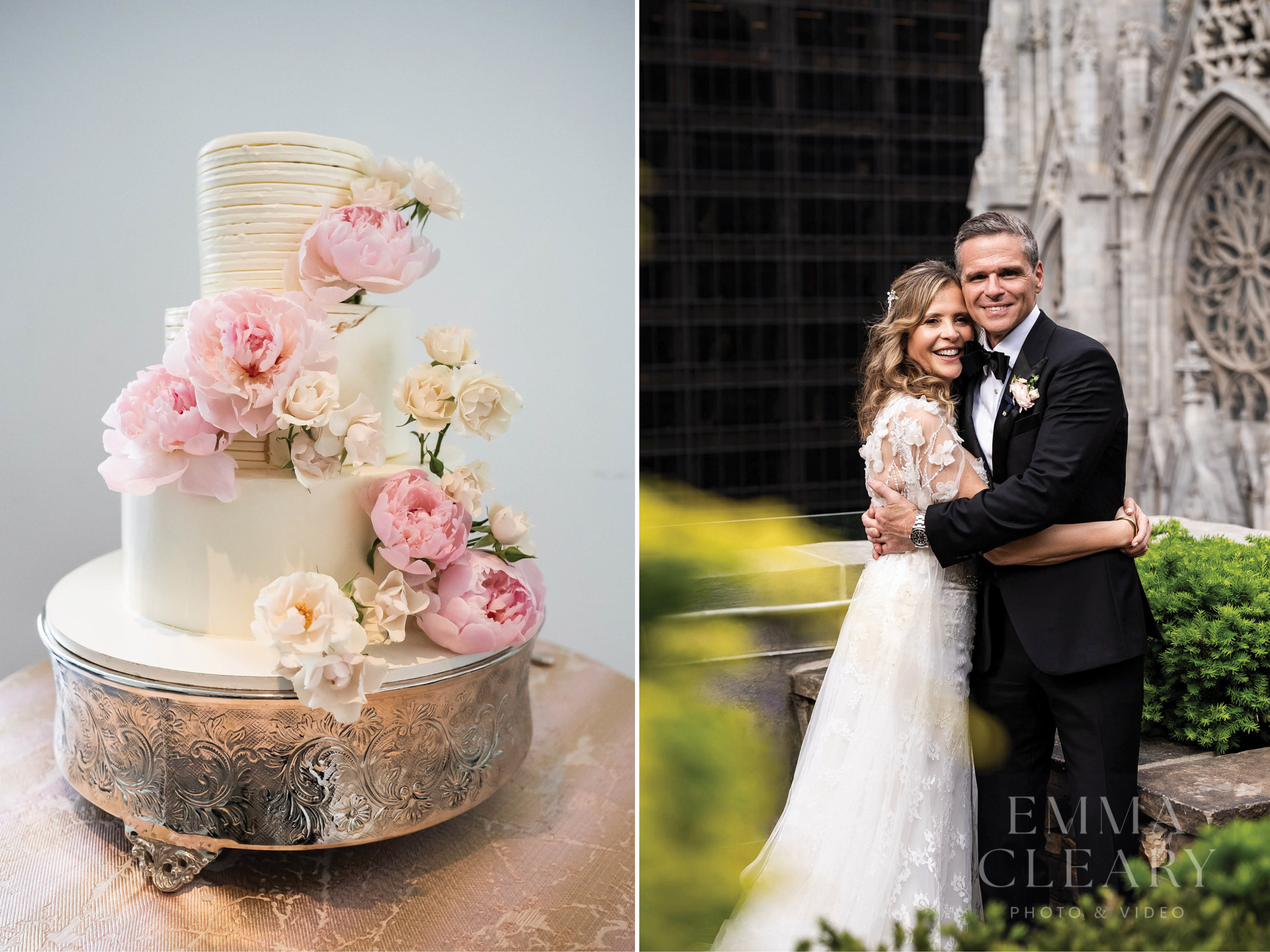 Wedding cake and the bride and groom