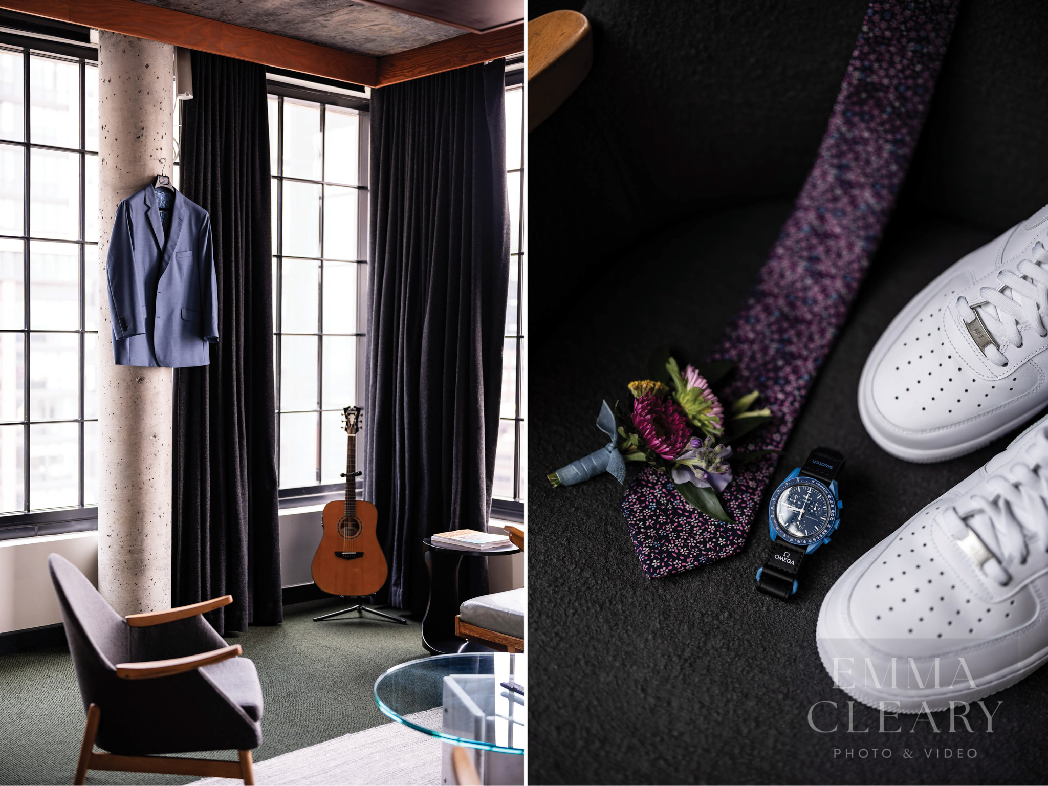 Groom's suit, watch, boutonniere