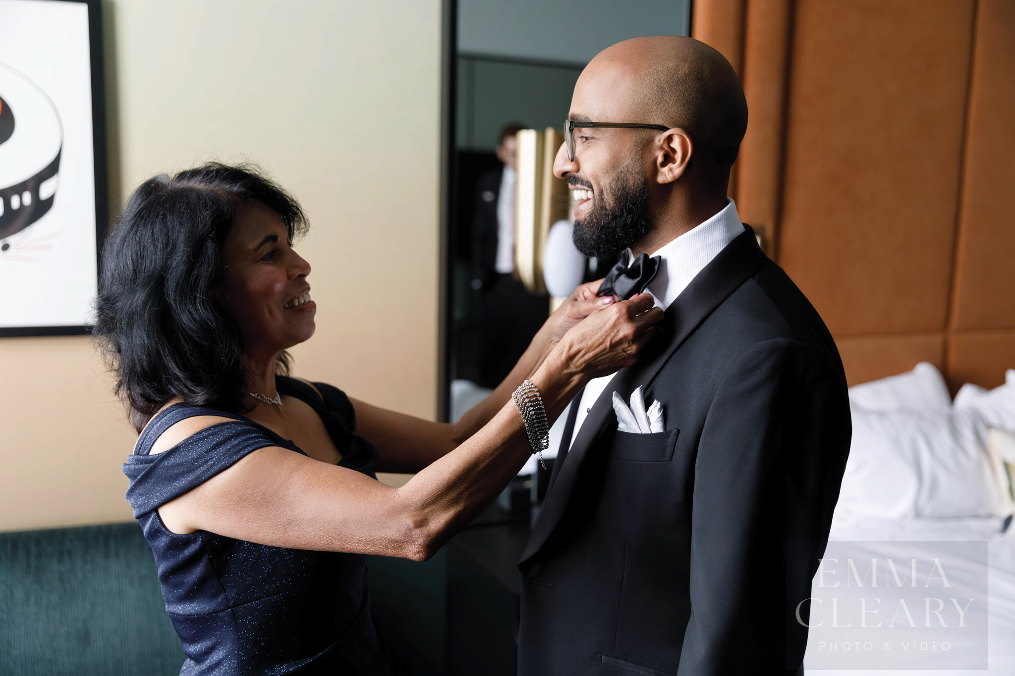 Mom helps the groom