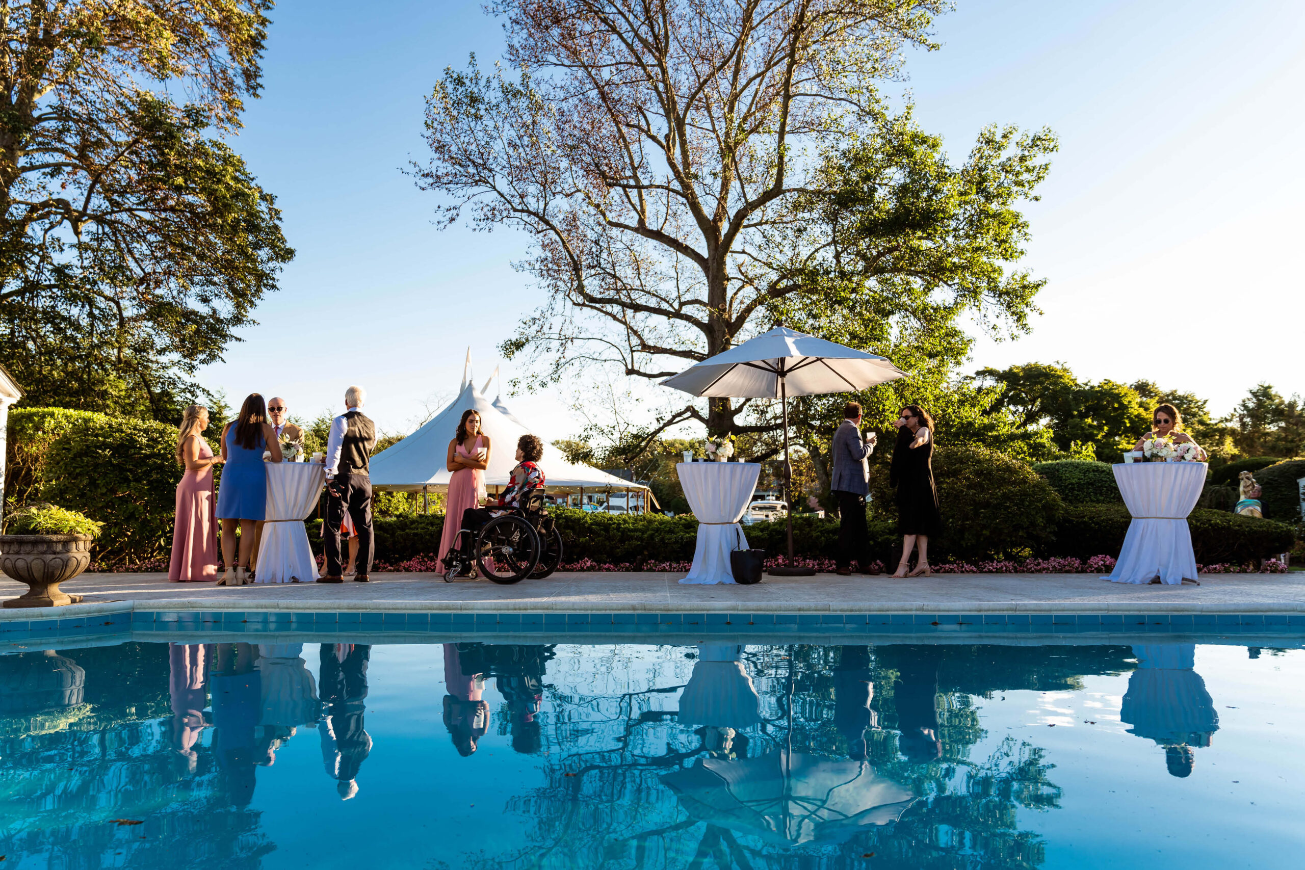 wedding by a pool
