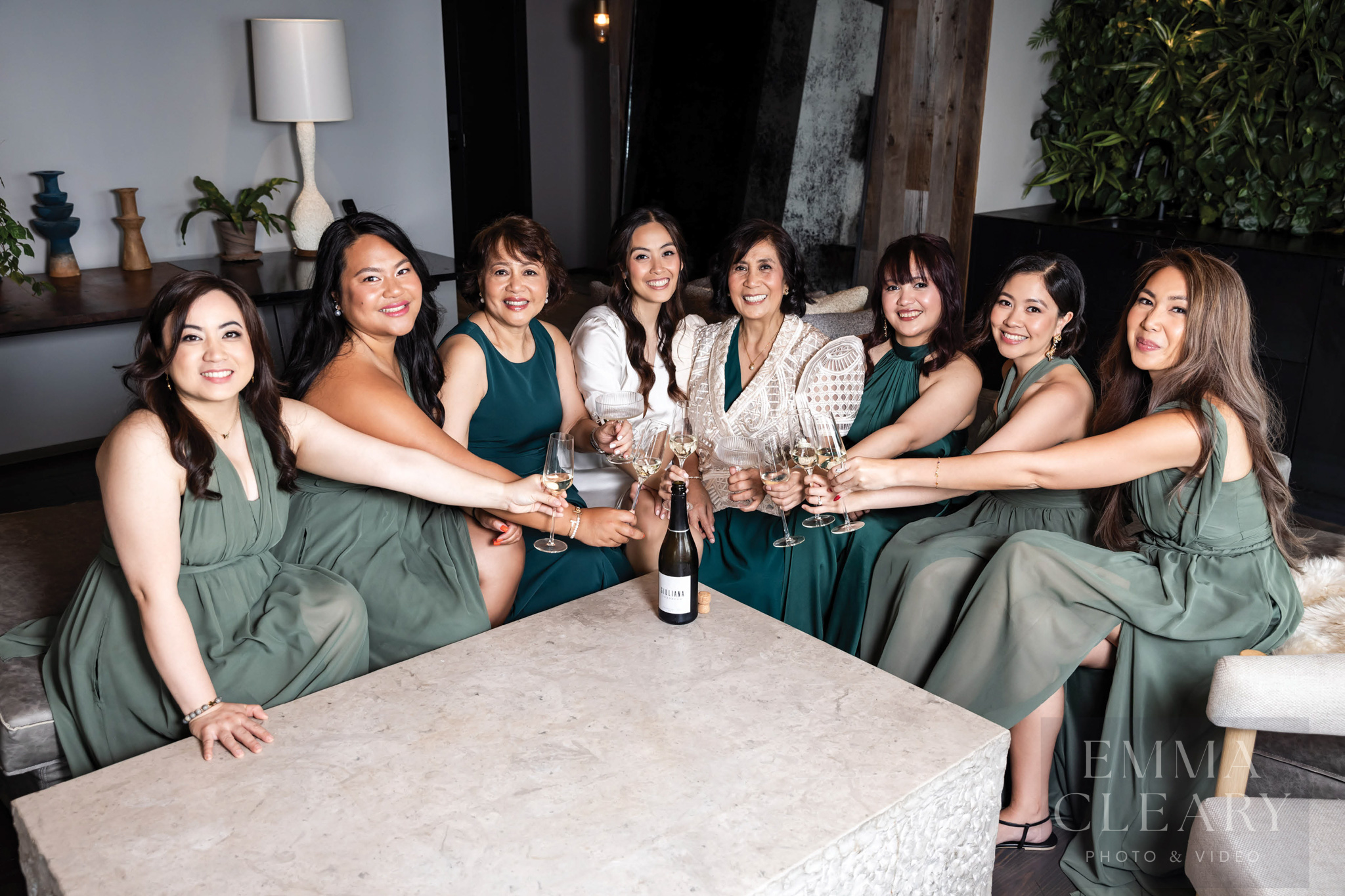Bride and bridesmaids