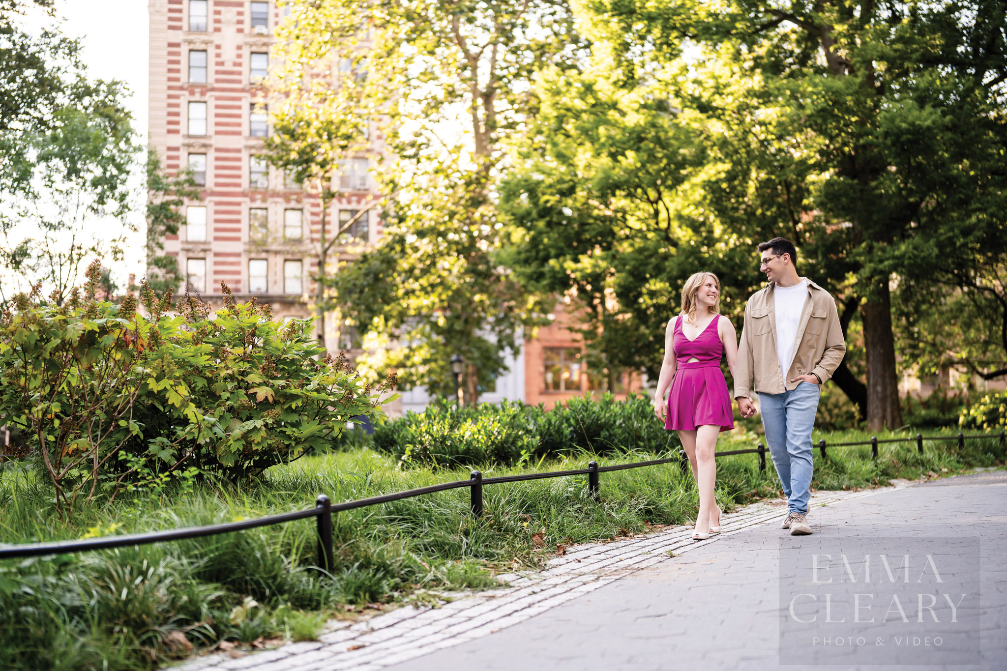 The couple is walking