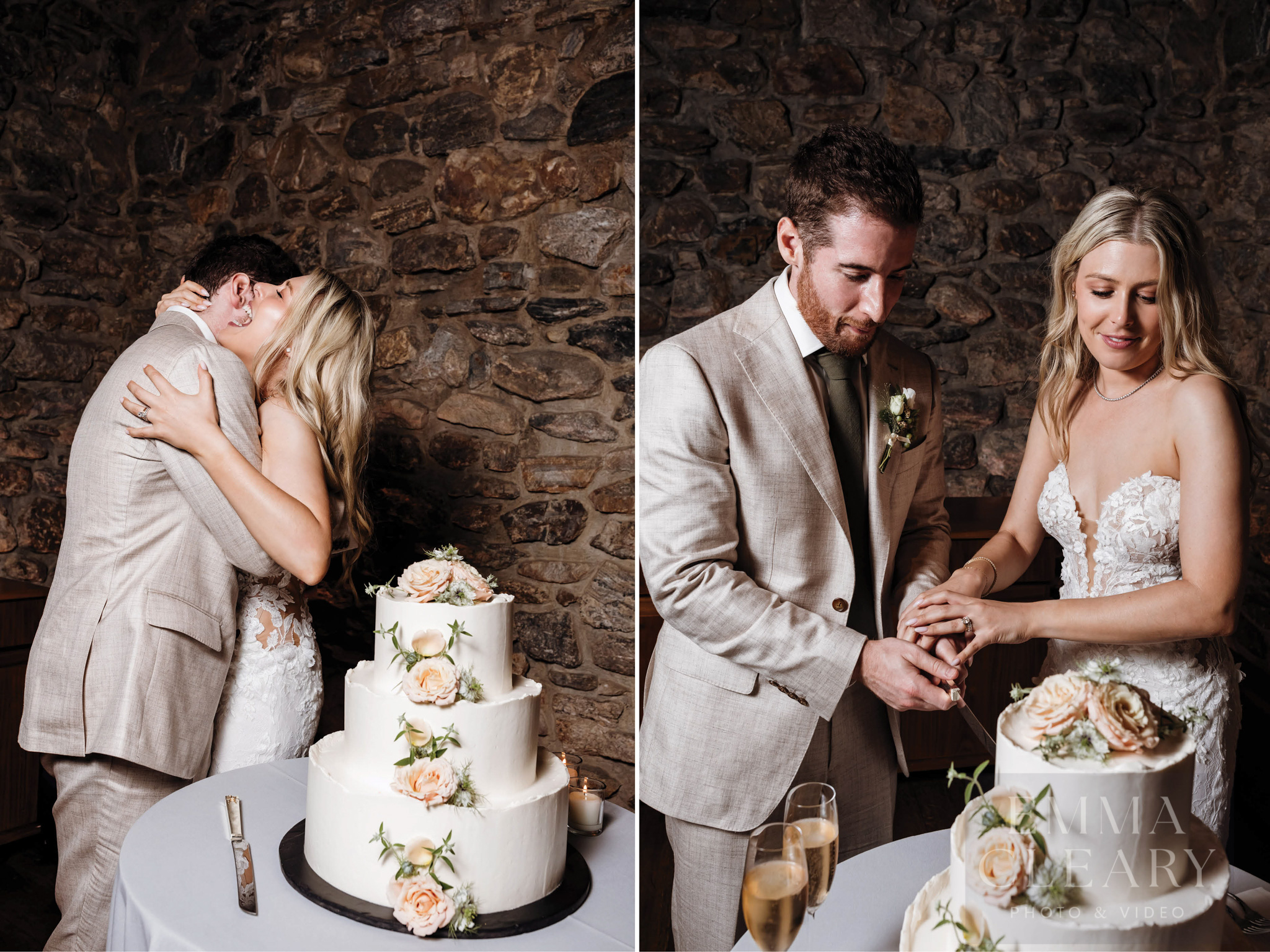 Cutting a wedding cake
