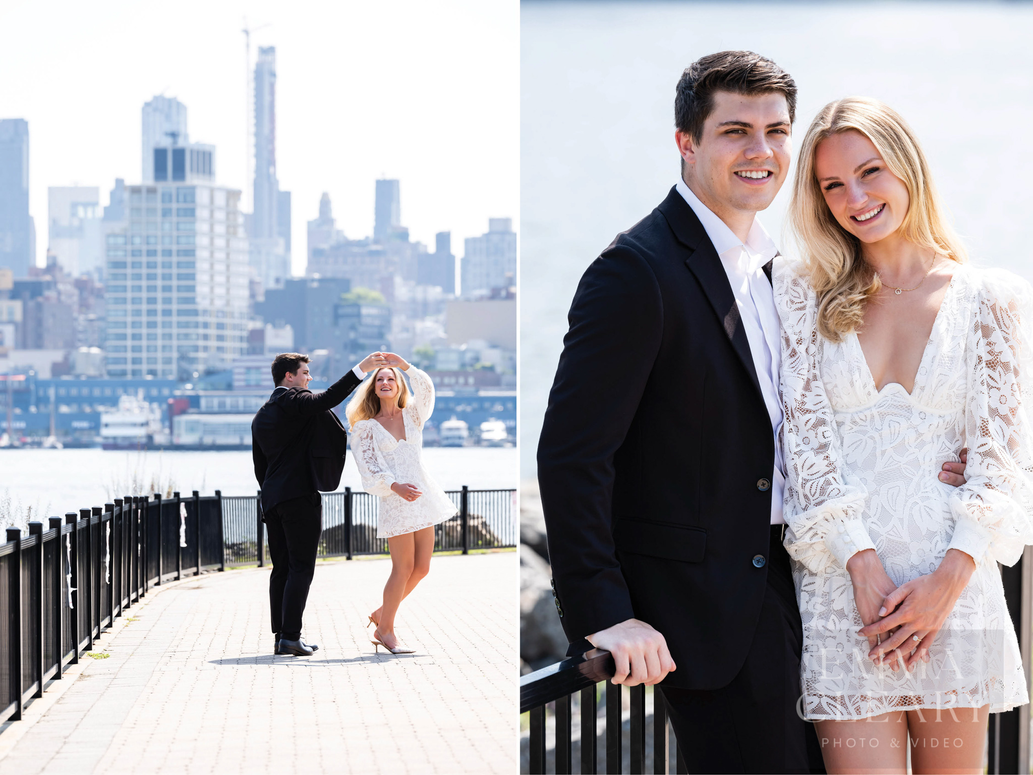 Photo of a couple with a view of the city