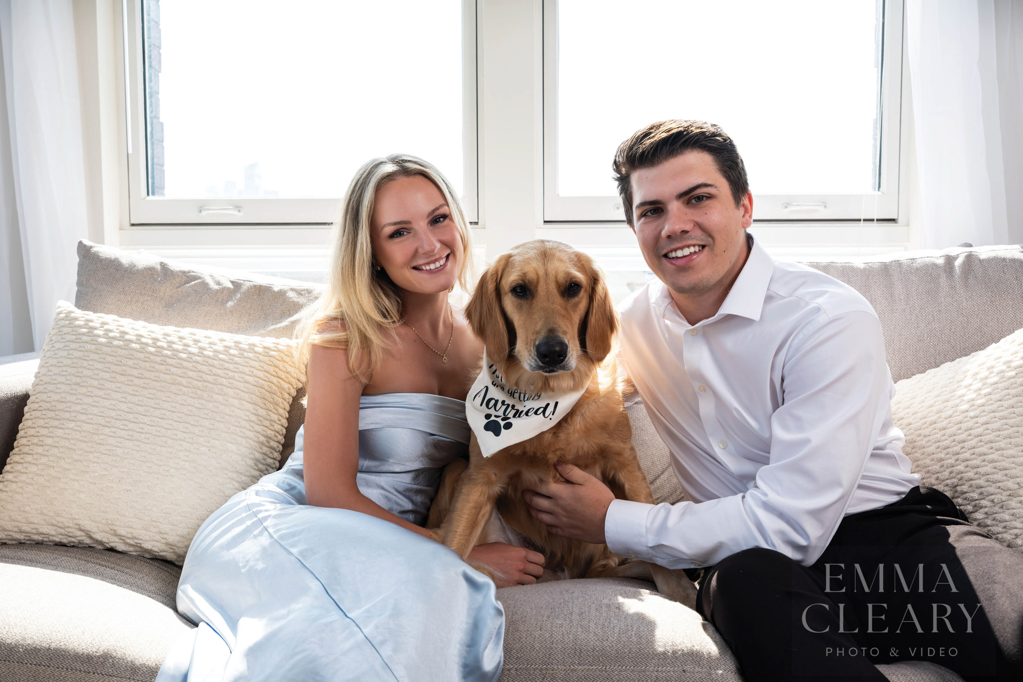 Portrait of a couple with their dog