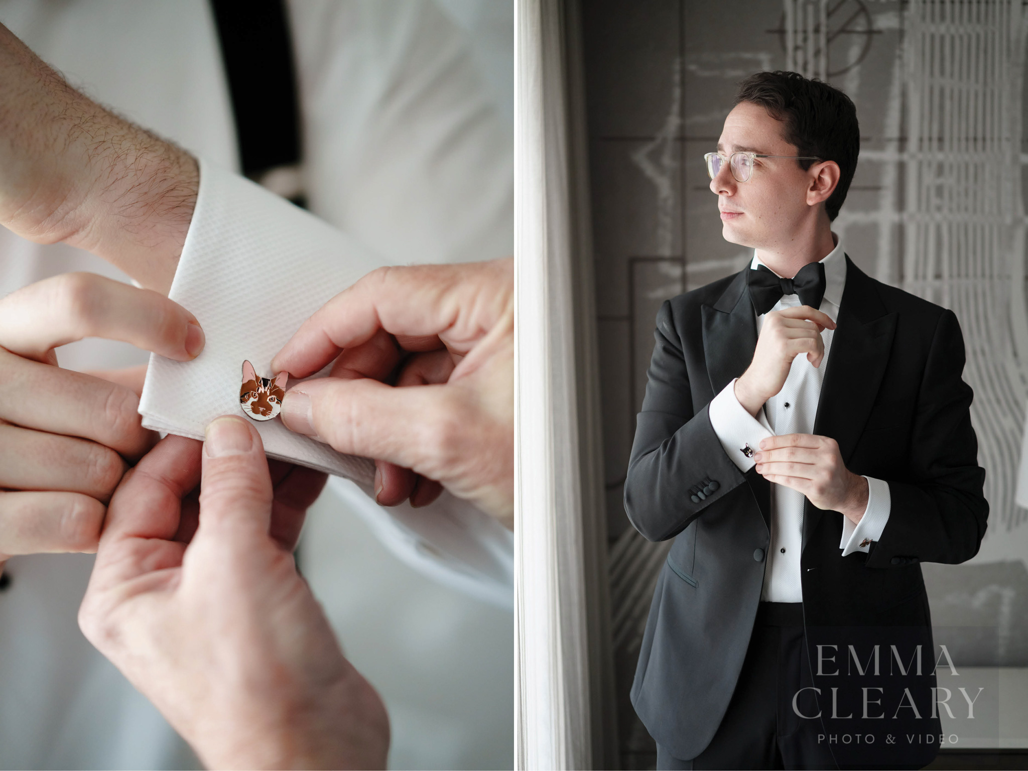 Photos of the groom and cufflinks