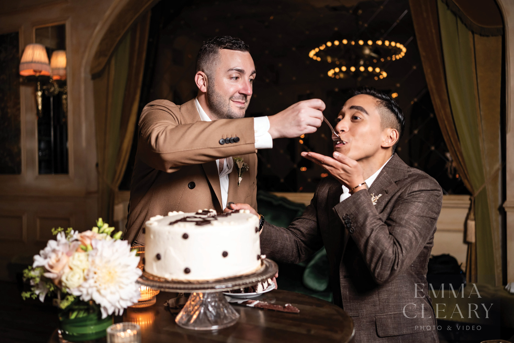 Cutting a wedding cake