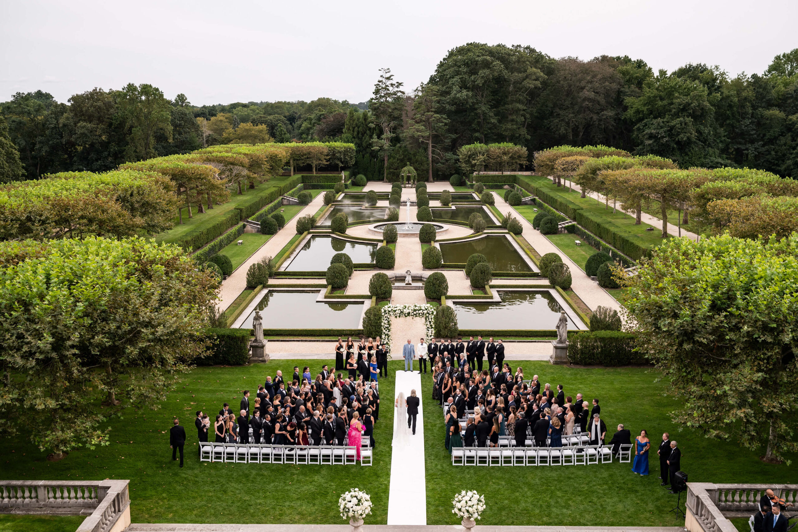 aerial shot wedding