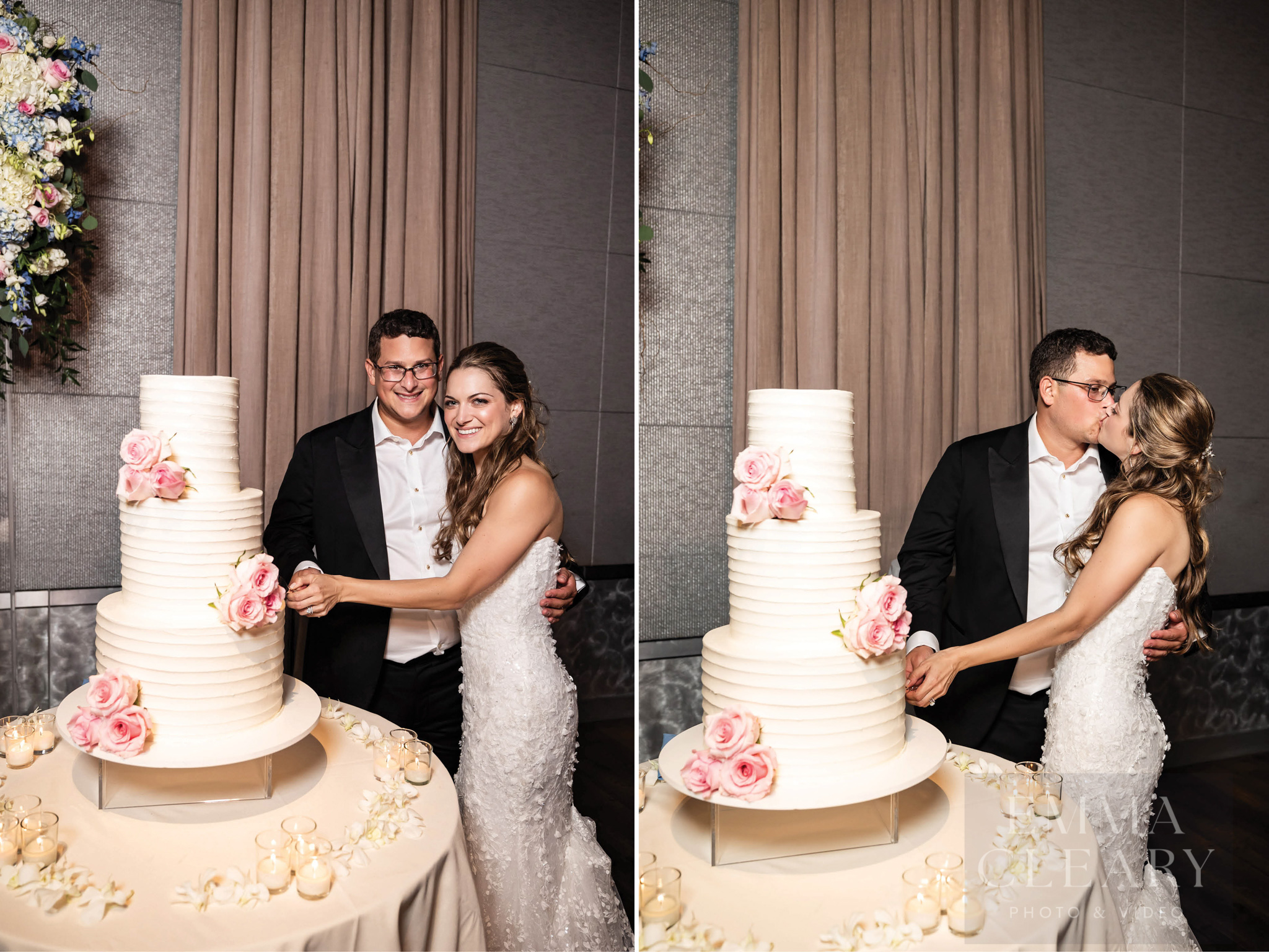 Cutting a wedding cake
