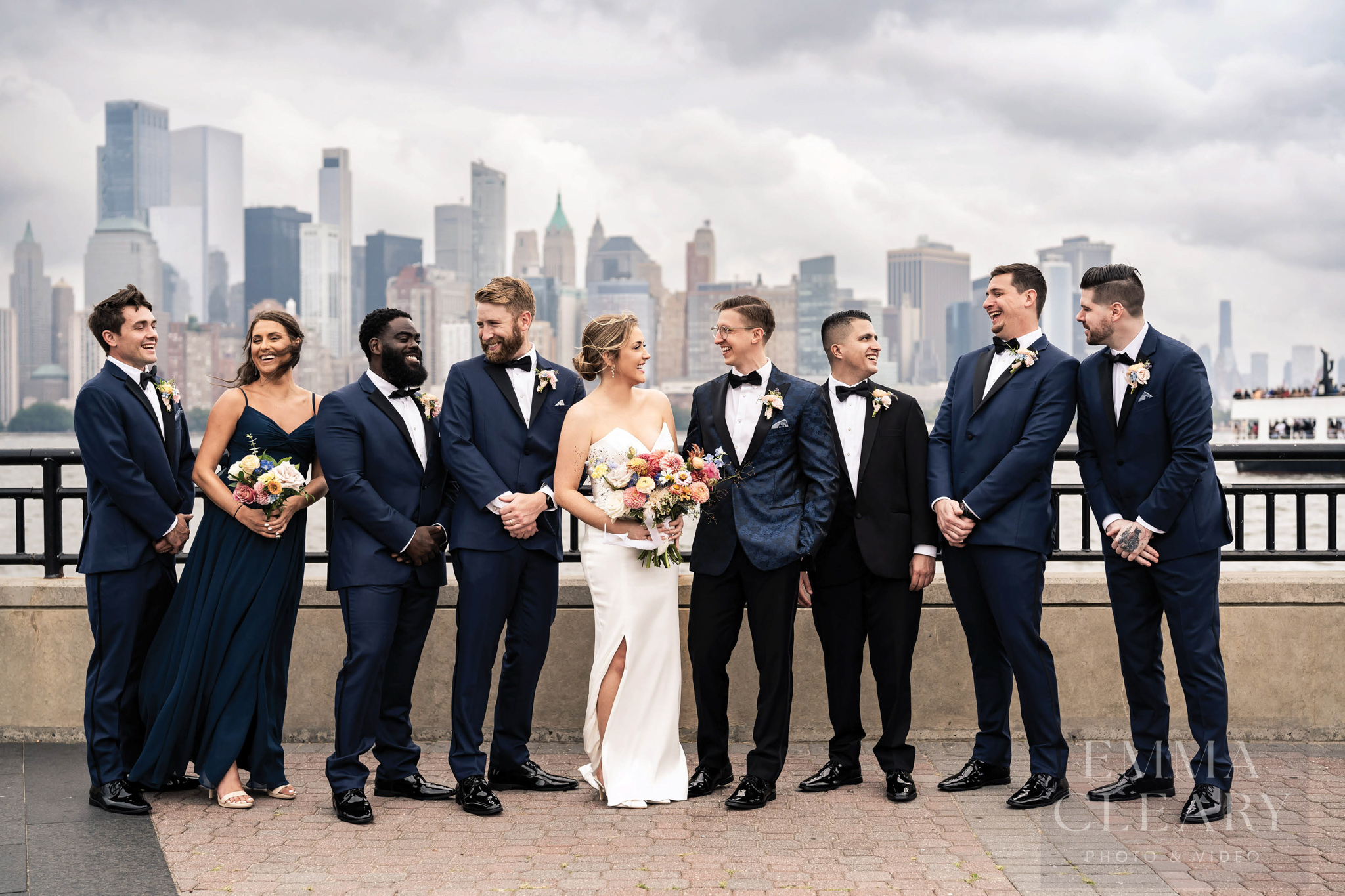 The wedding couple and the groom's friends