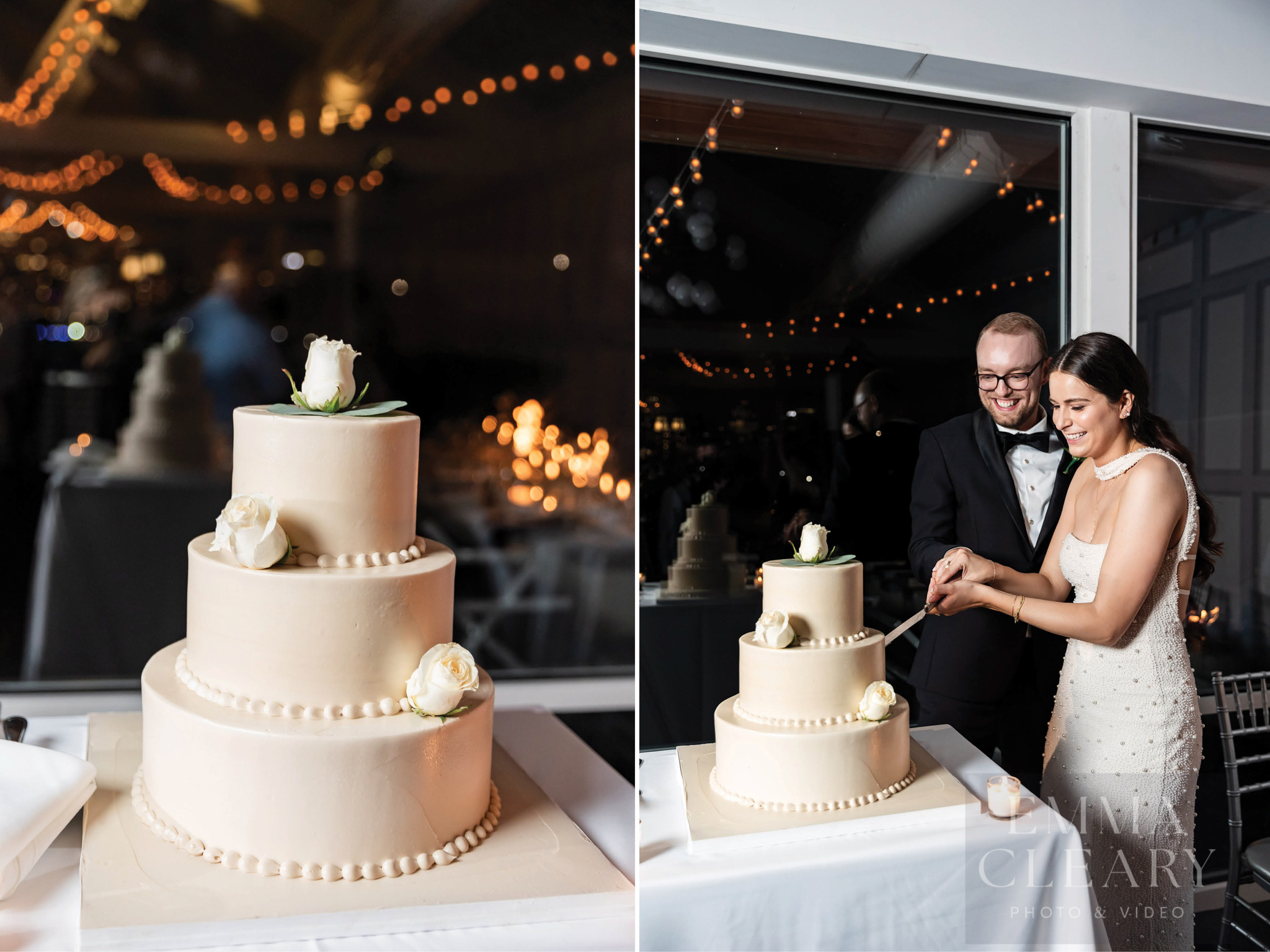 Cutting a wedding cake