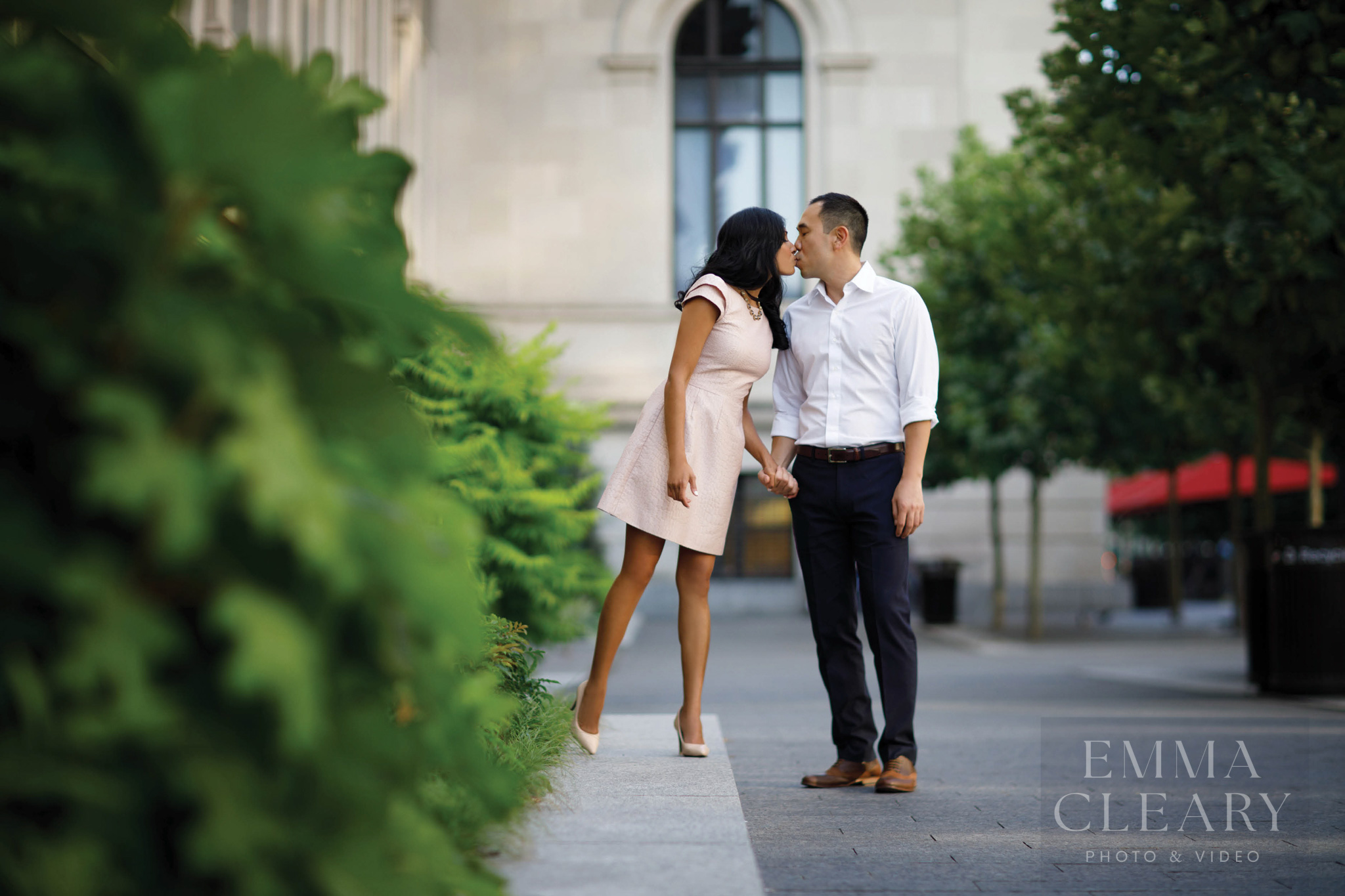 An engagement kiss