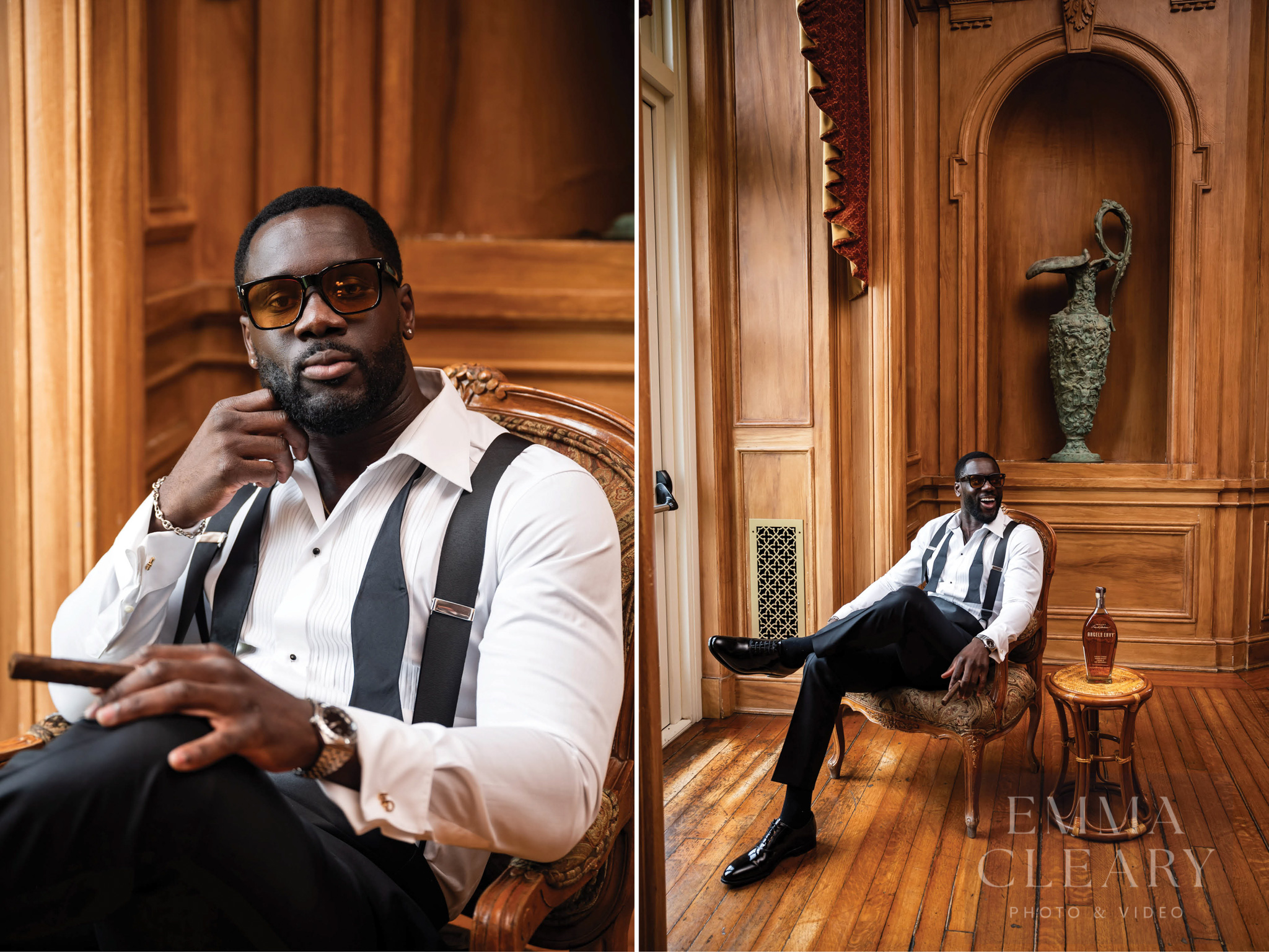 Portrait of the groom with a cigar