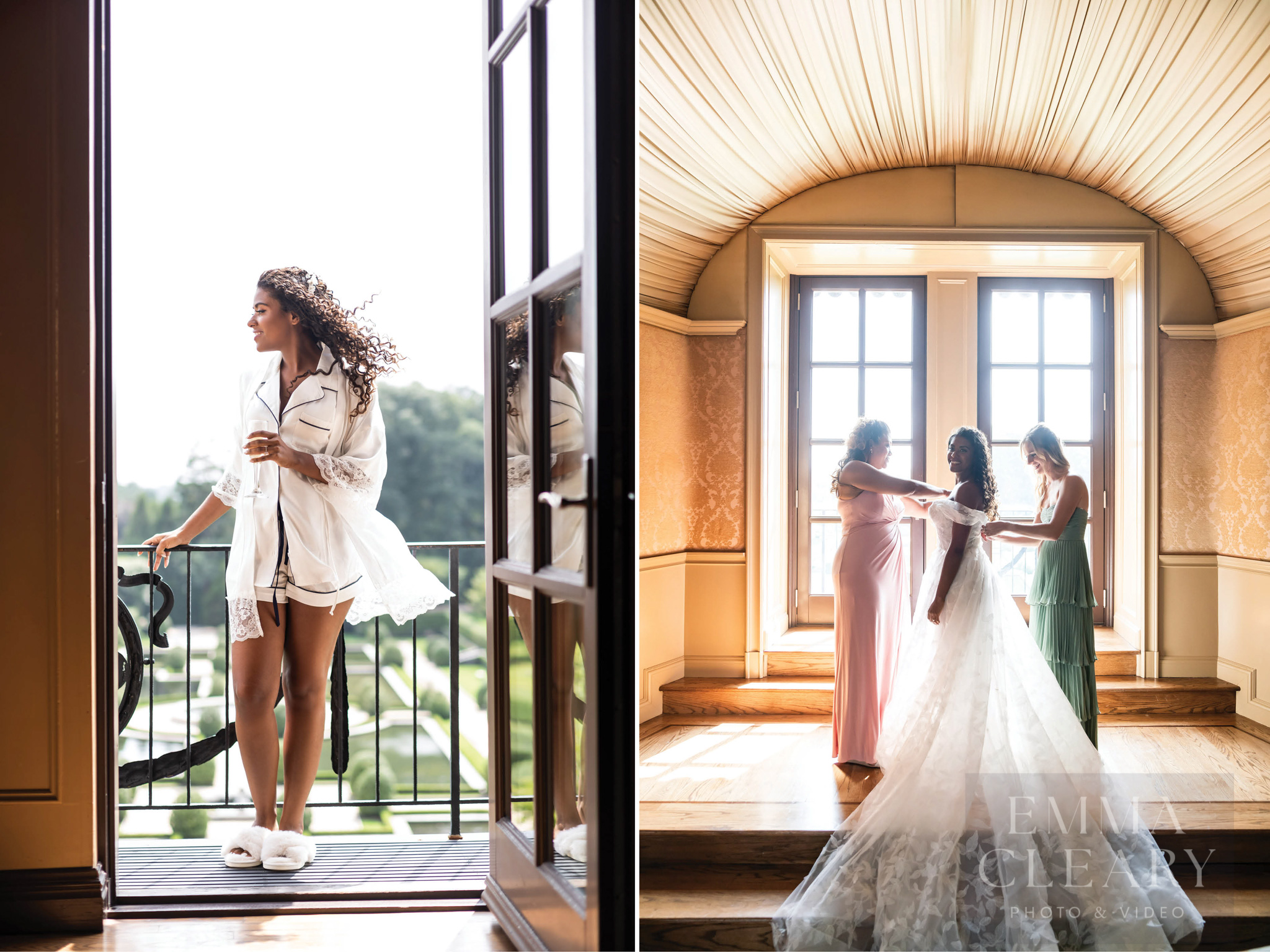 Bridesmaids help the bride