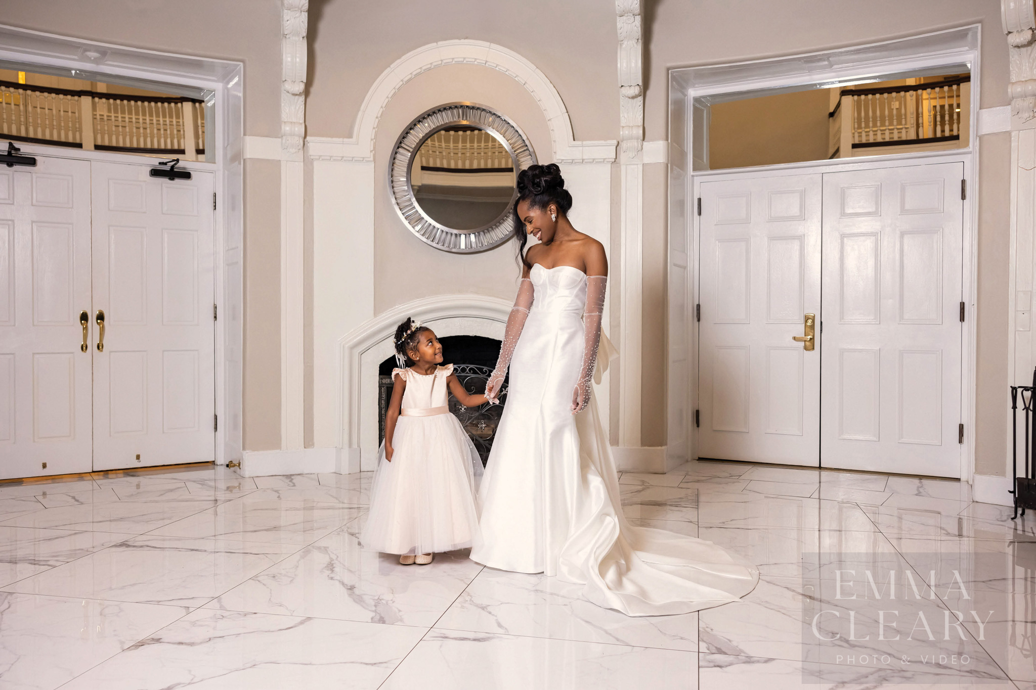 Bride and child