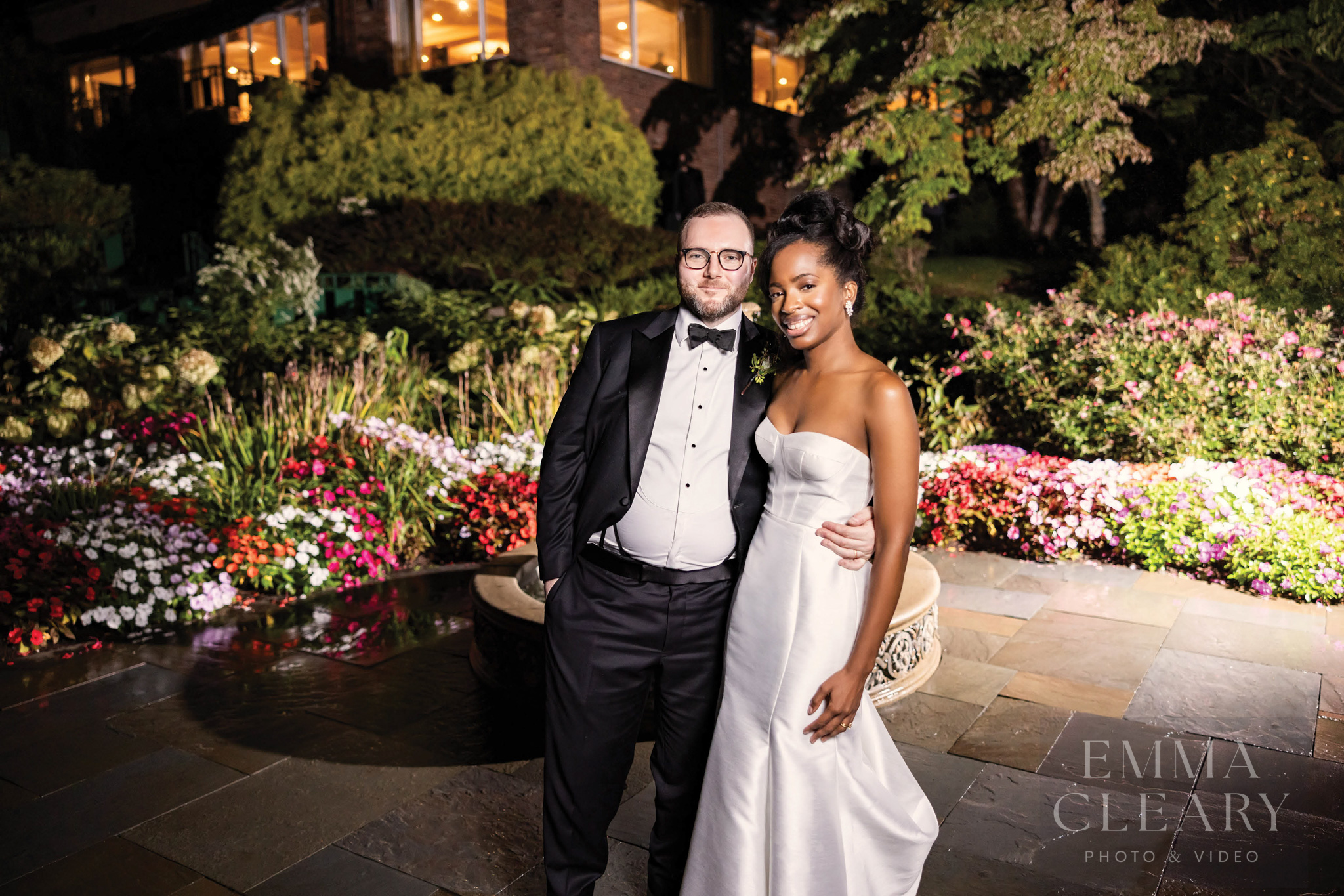Night wedding portrait of a couple