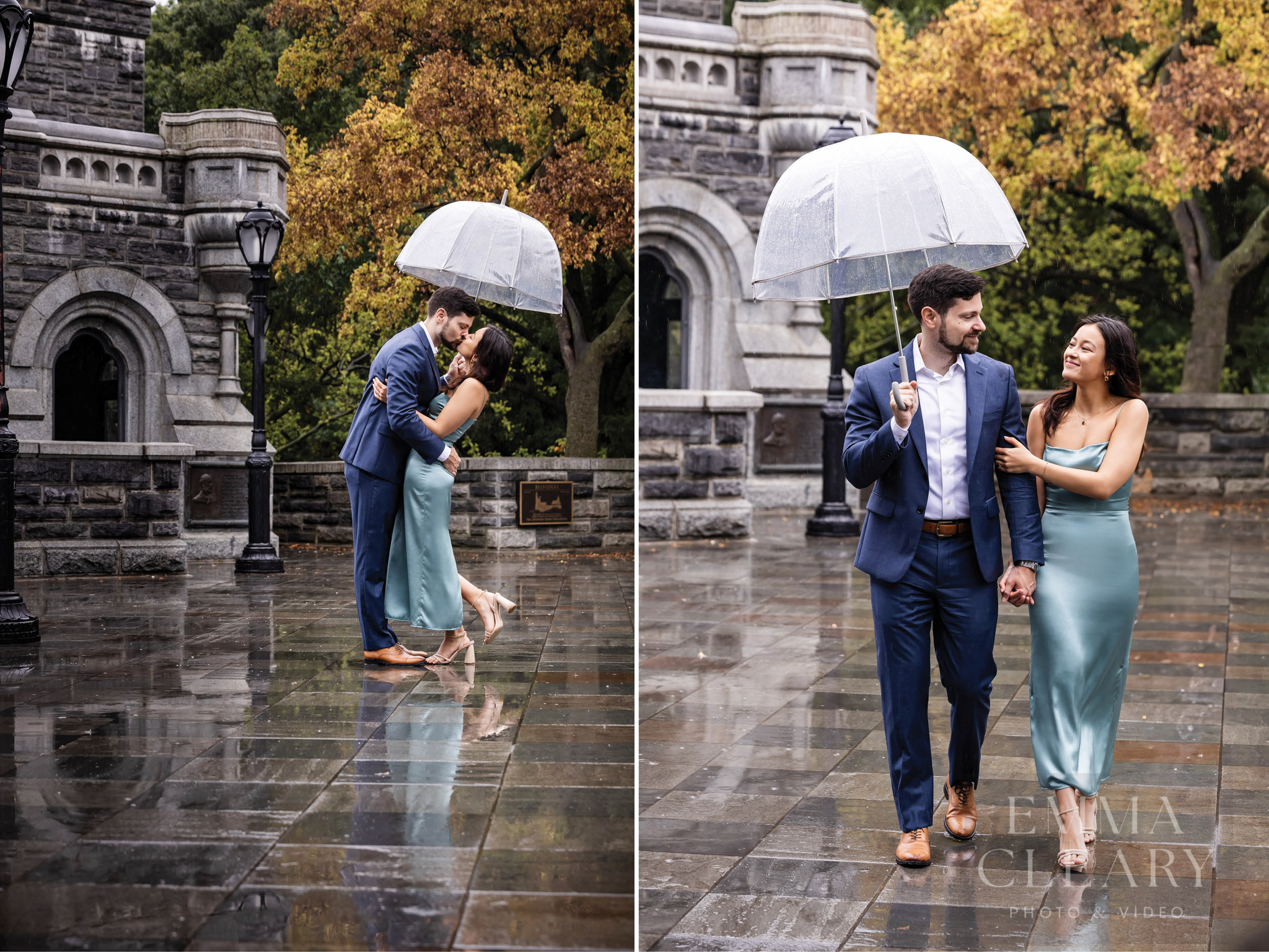 Central Park A couple's kiss in the rain