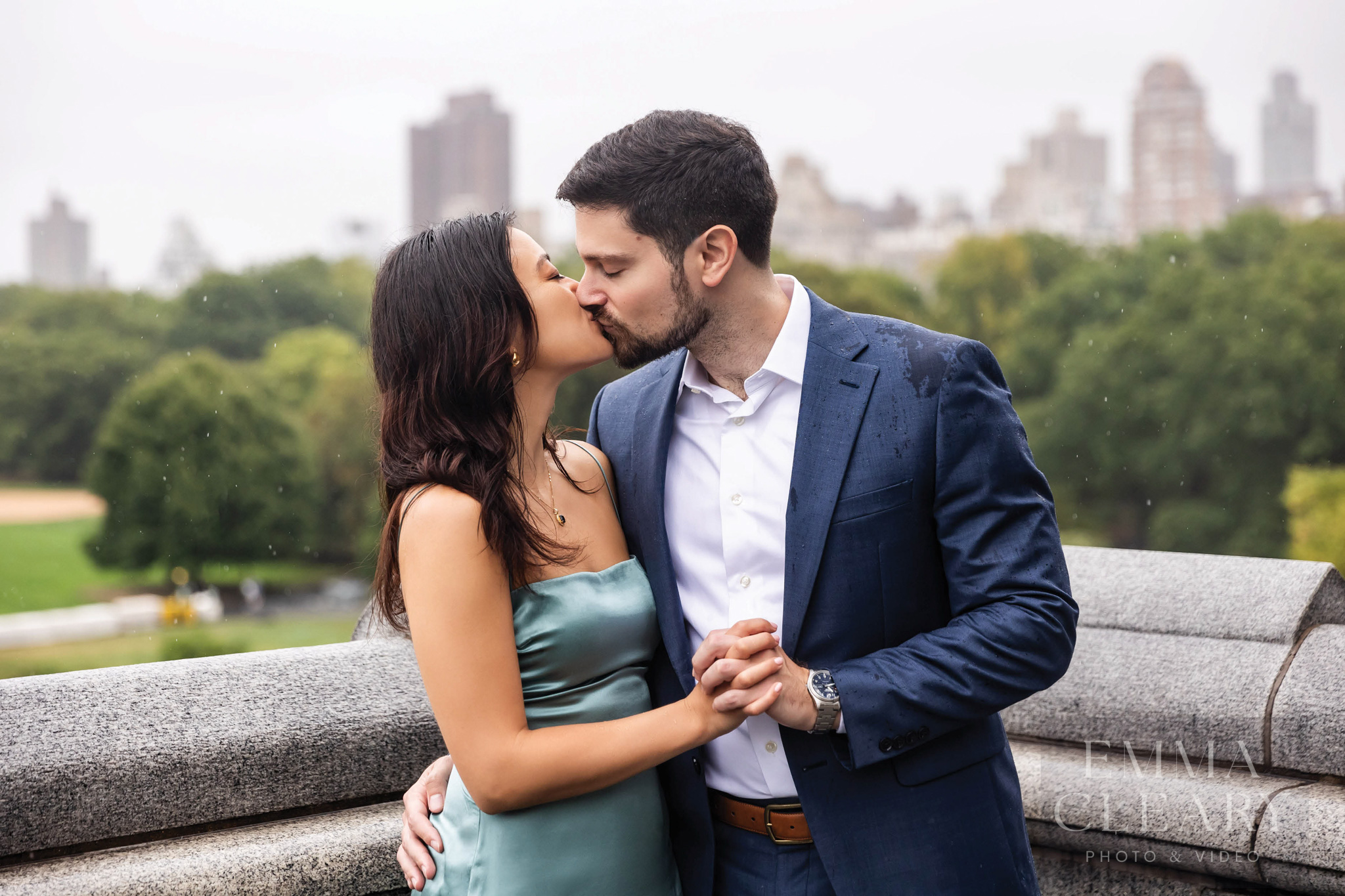 Central Park The couple's engagement kiss