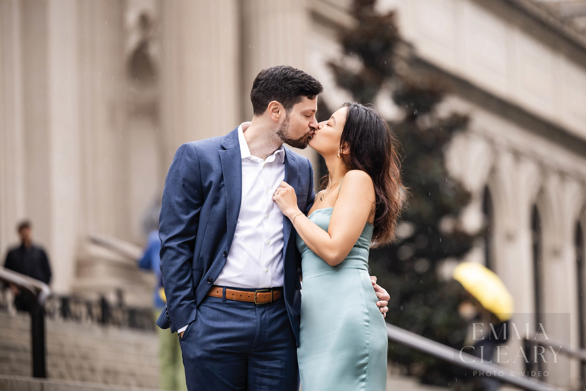 An engagement kiss