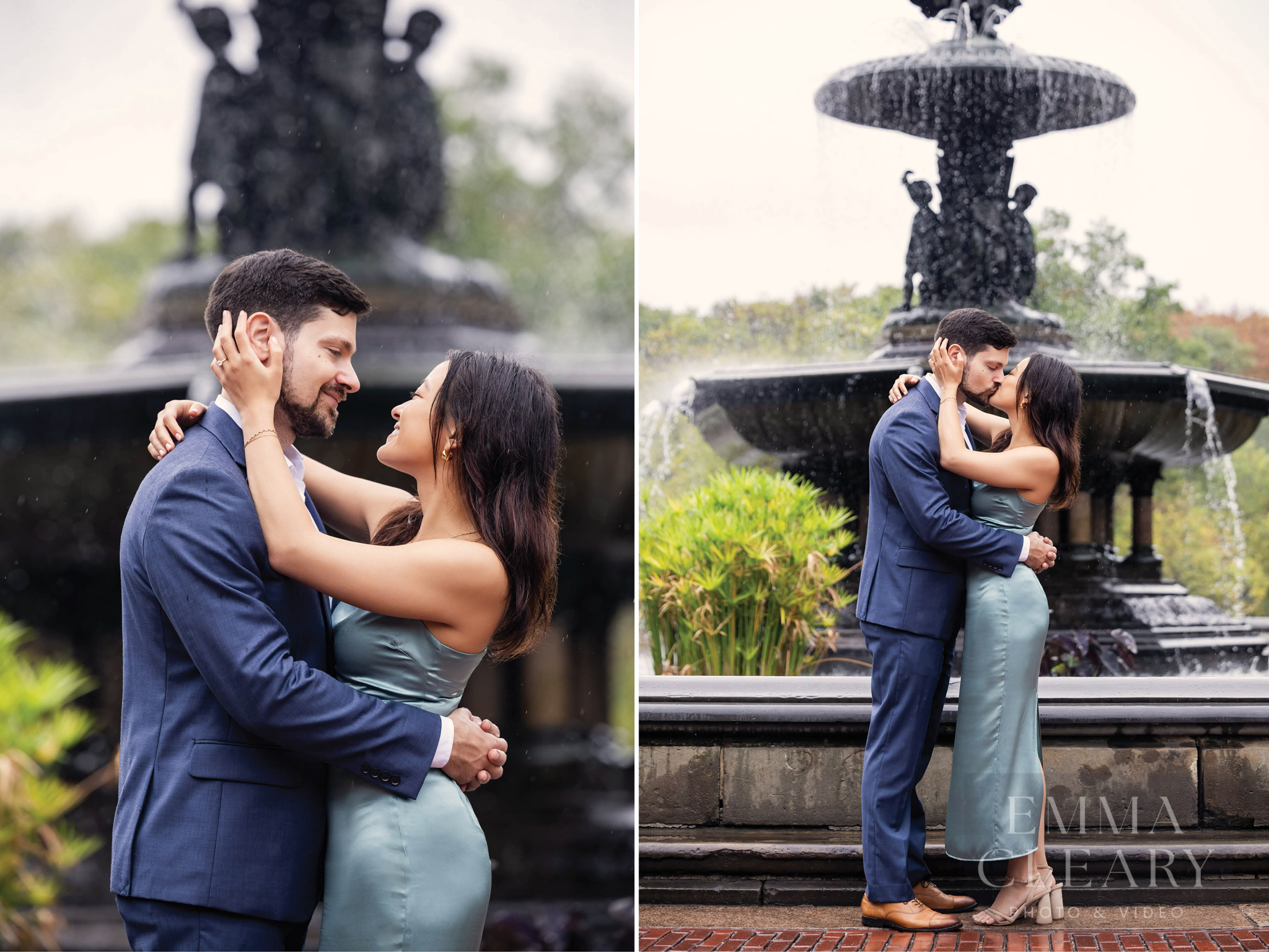 Central Park A couple's kiss in the rain