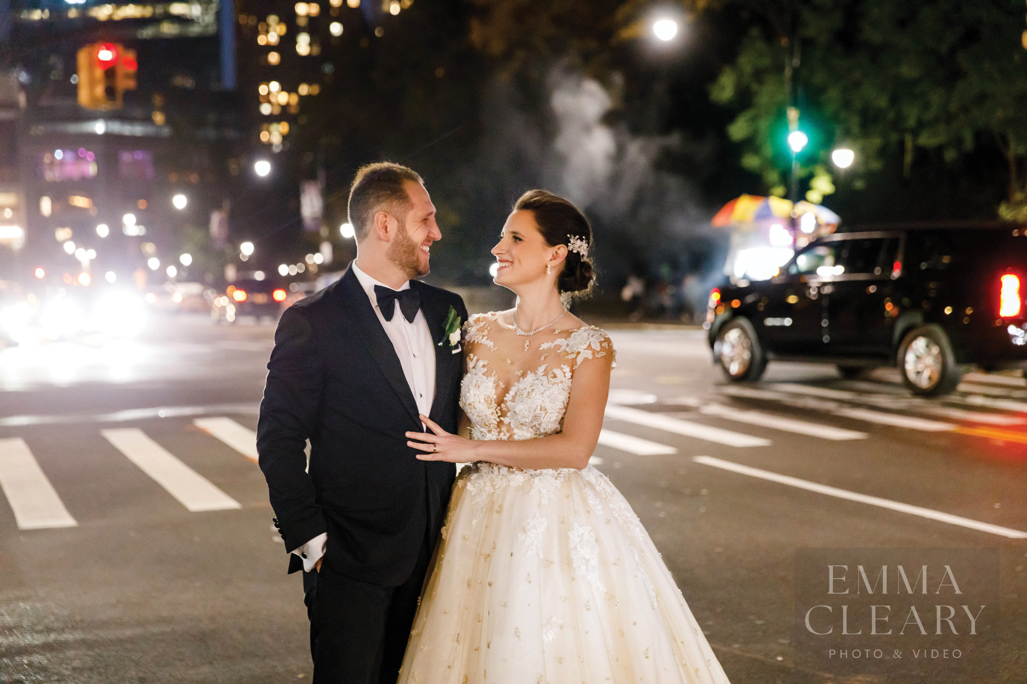 Couple's night wedding photo