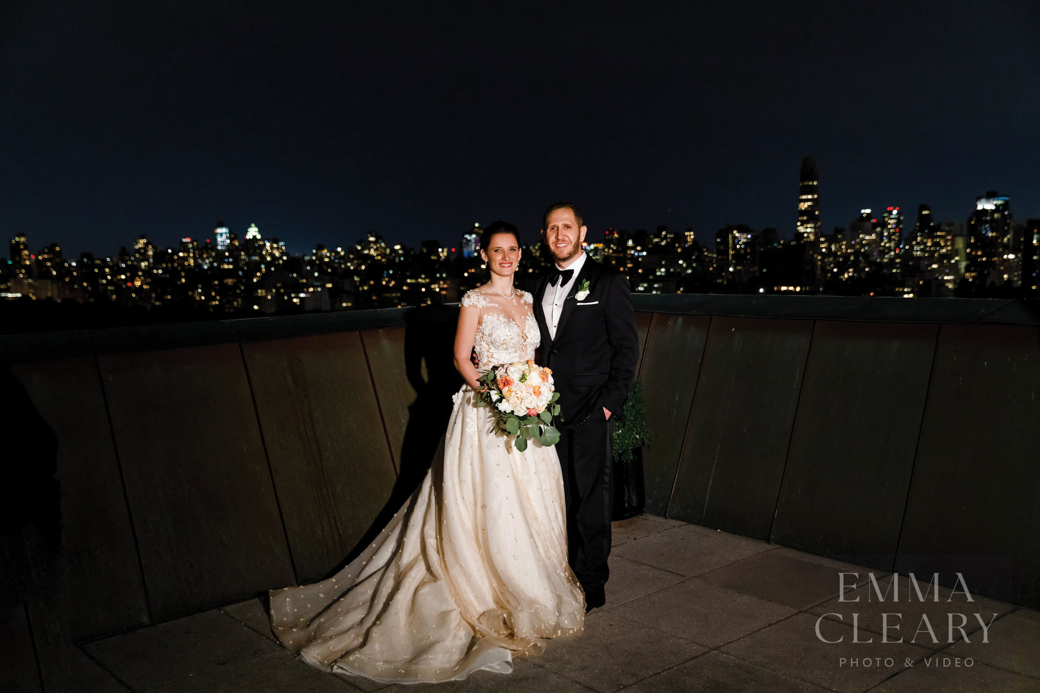 Portrait of a couple on the background of a night city
