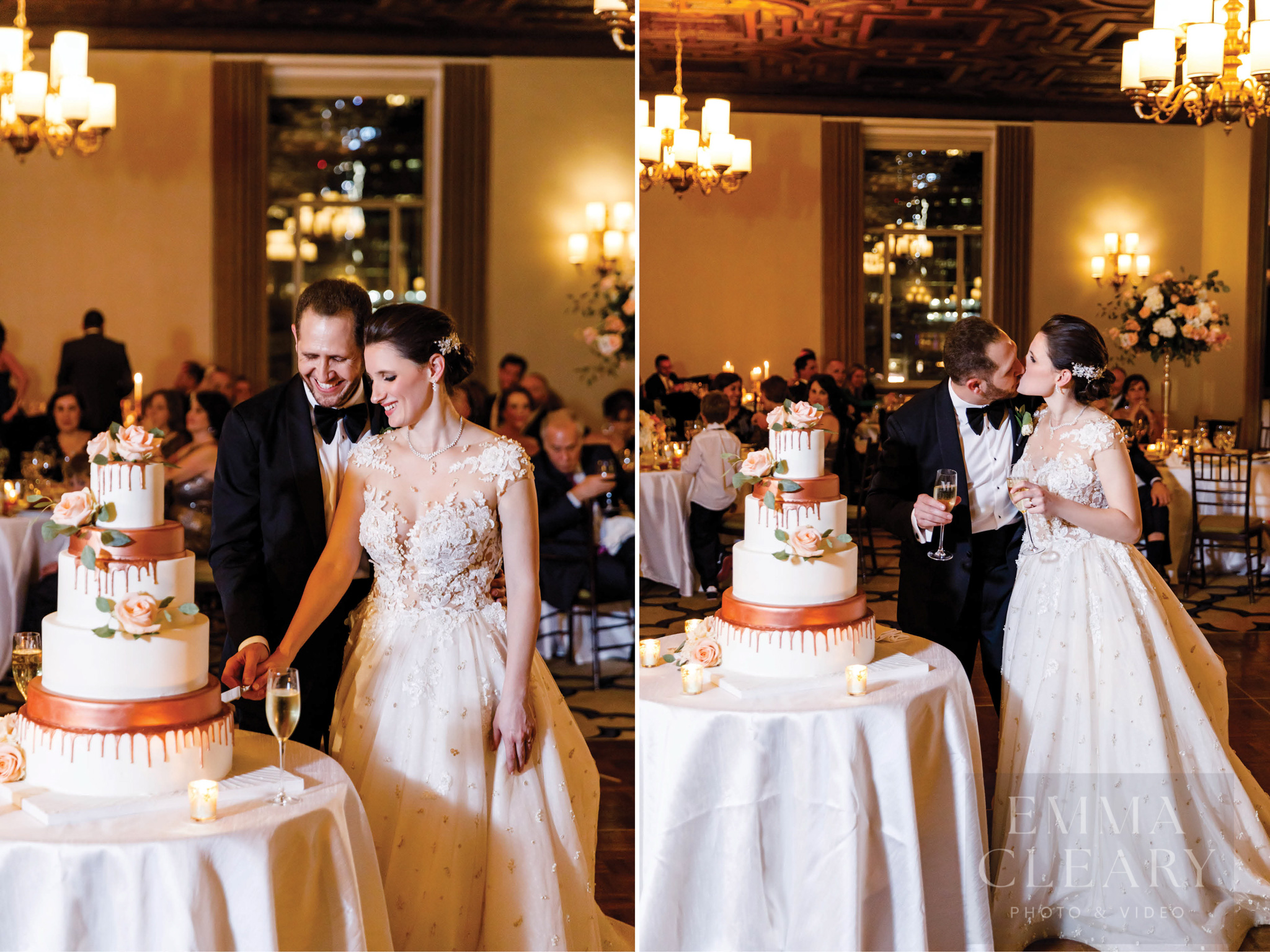 Cutting a wedding cake