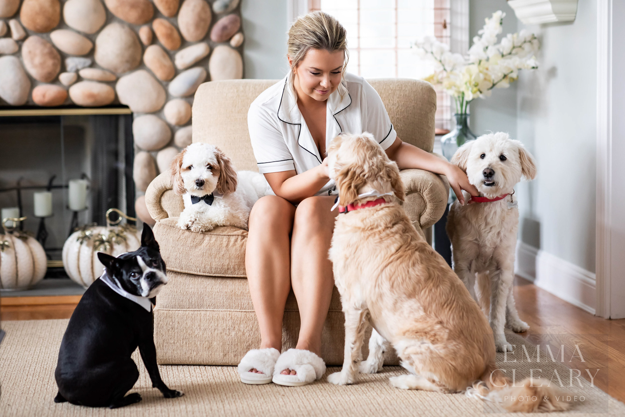 The bride and four-legged friends