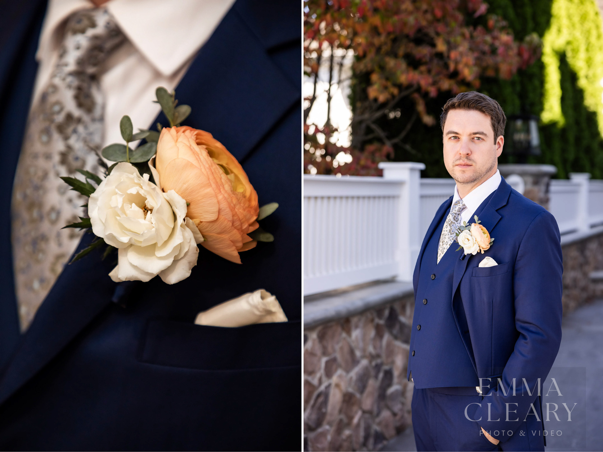 Photo of the groom and the boutonniere