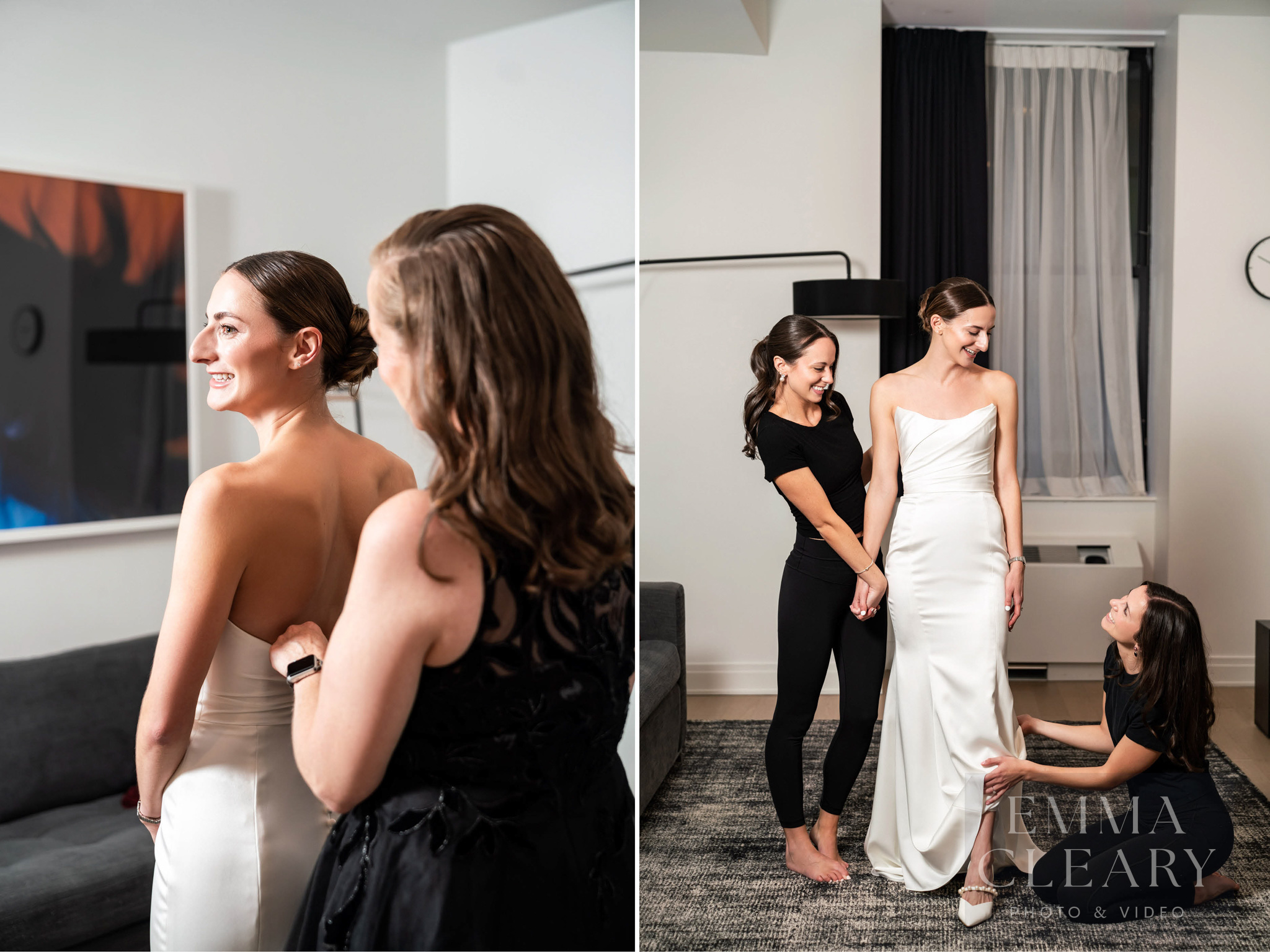 Bridesmaids help the bride