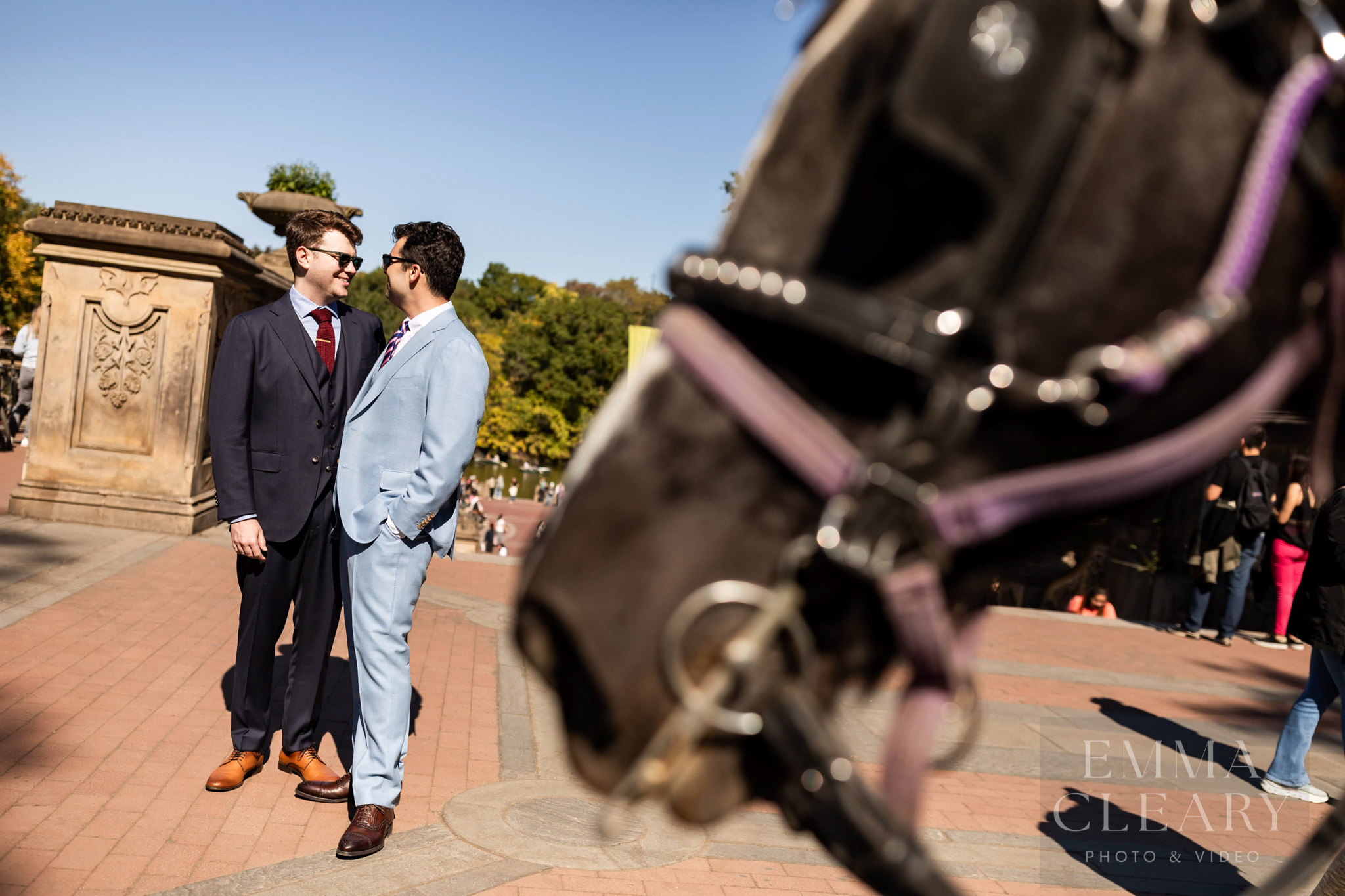 The couple is walking