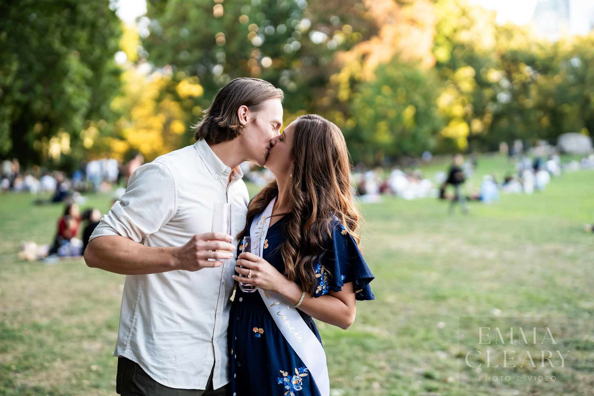 An engagement kiss