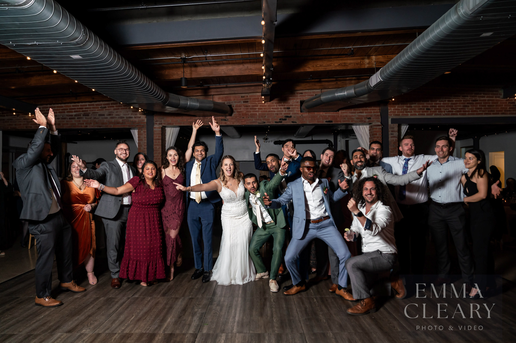 Factoria at Charles Point Group wedding portrait